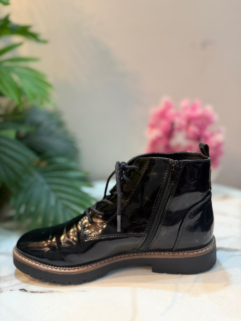 Patent leather zipper ankle boot (European Brand)