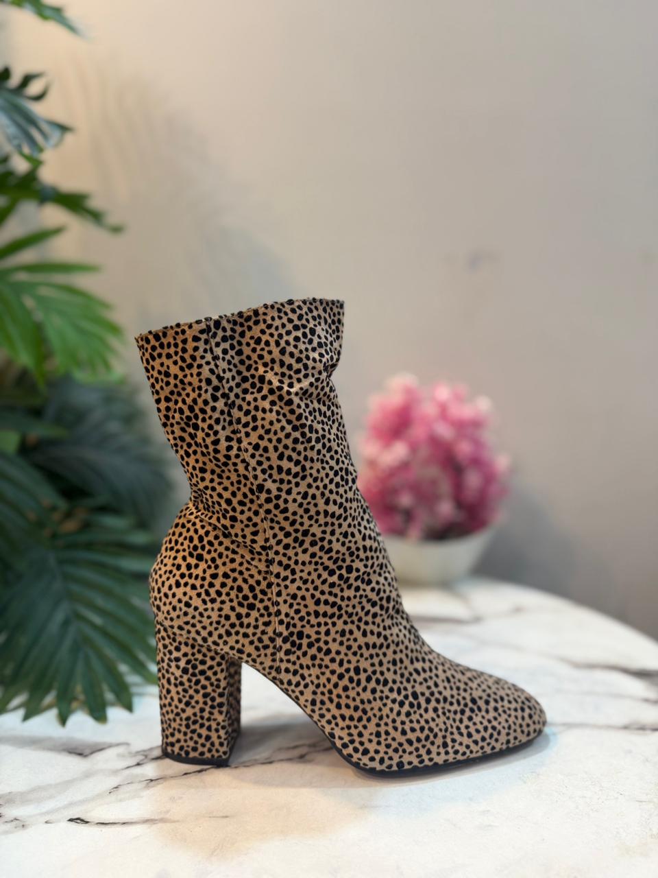 Leopard print suede zipper ankle boot (Gessica Simpson)