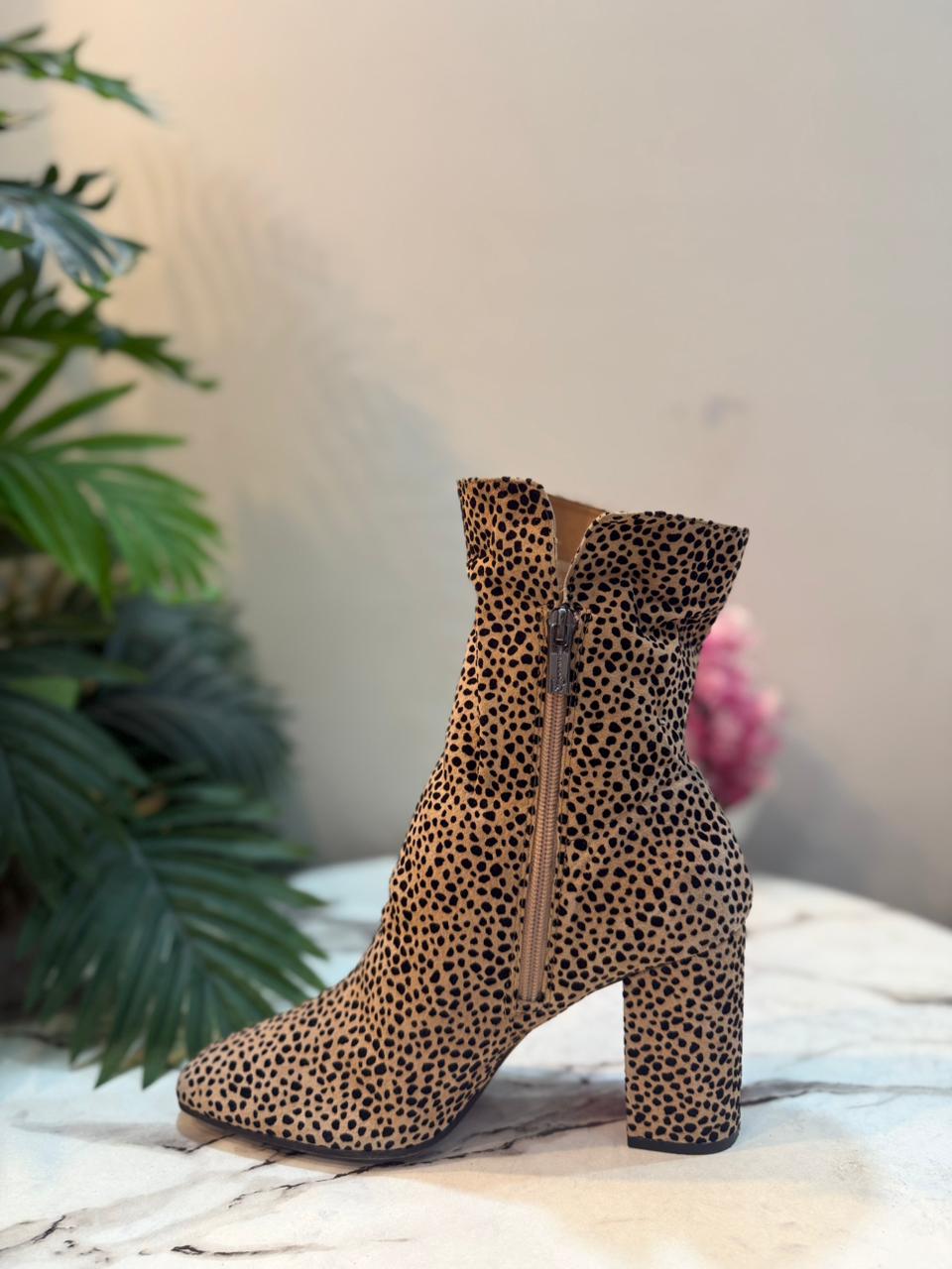 Leopard print suede zipper ankle boot (Gessica Simpson)
