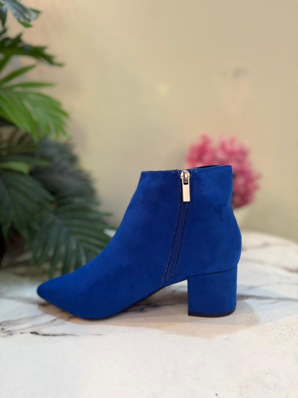 Blue suede zipper ankle boot (Evans)