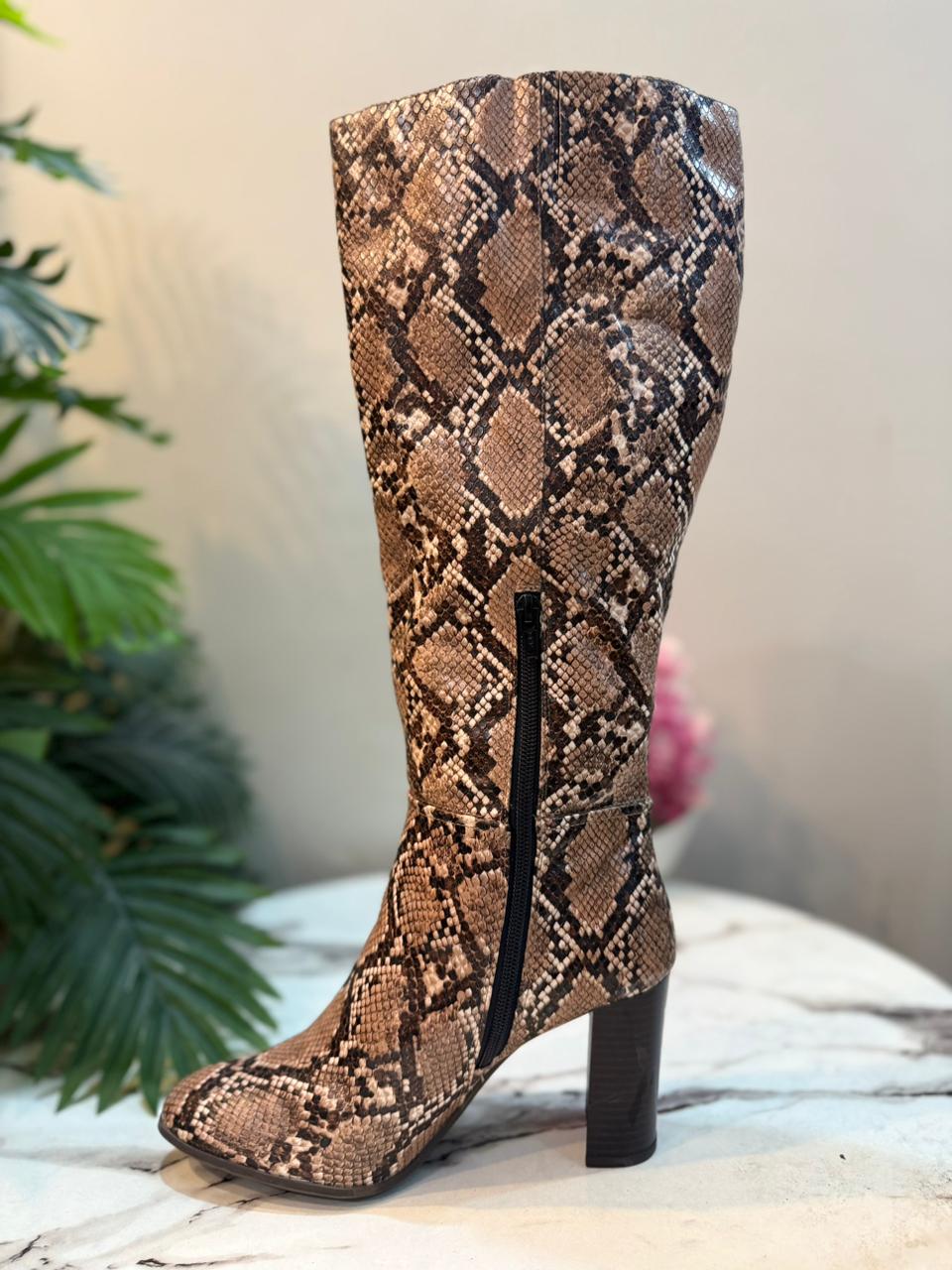 Snake print long zipper boot (A new day)