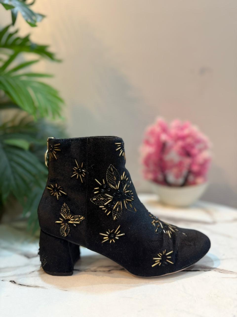 Black velvet zipper ankle boot (Office London)