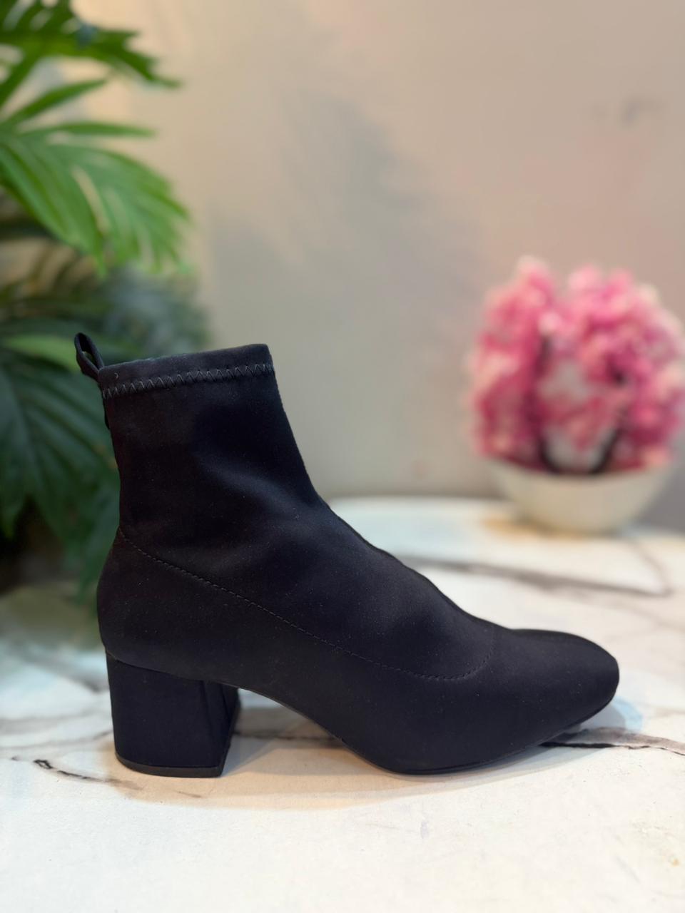 Black satin ankle boot (Topshop)