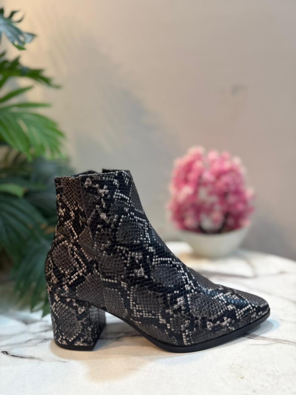 Snake print leather zipper ankle boot (Madden girl)
