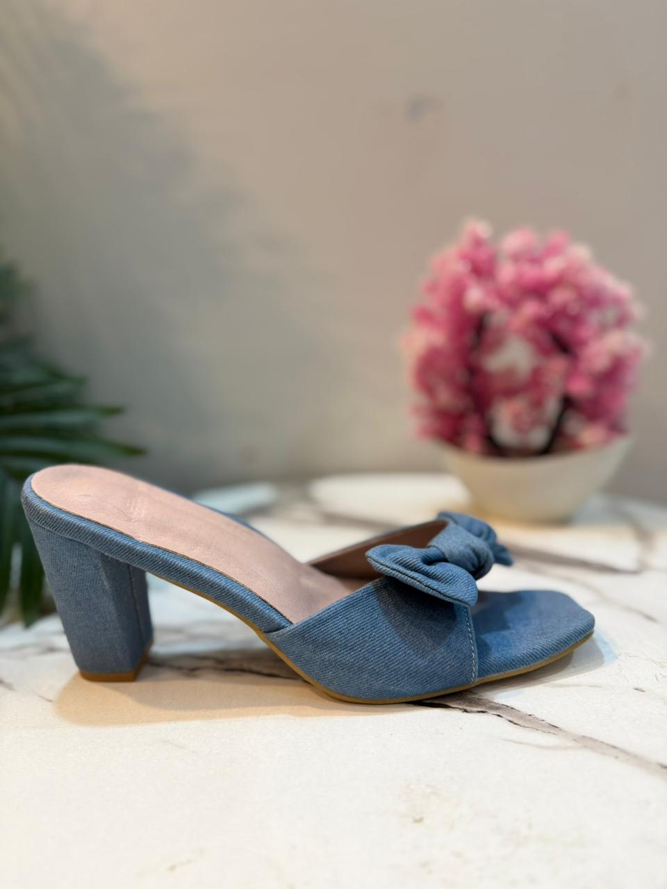 Blue block heel