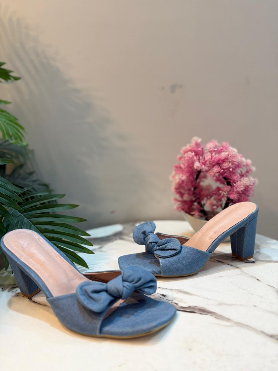 Blue block heel