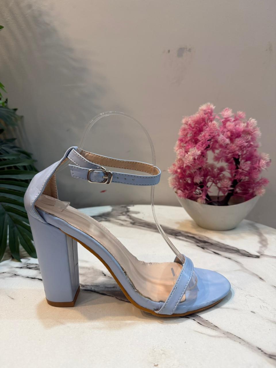 Light blue block heel