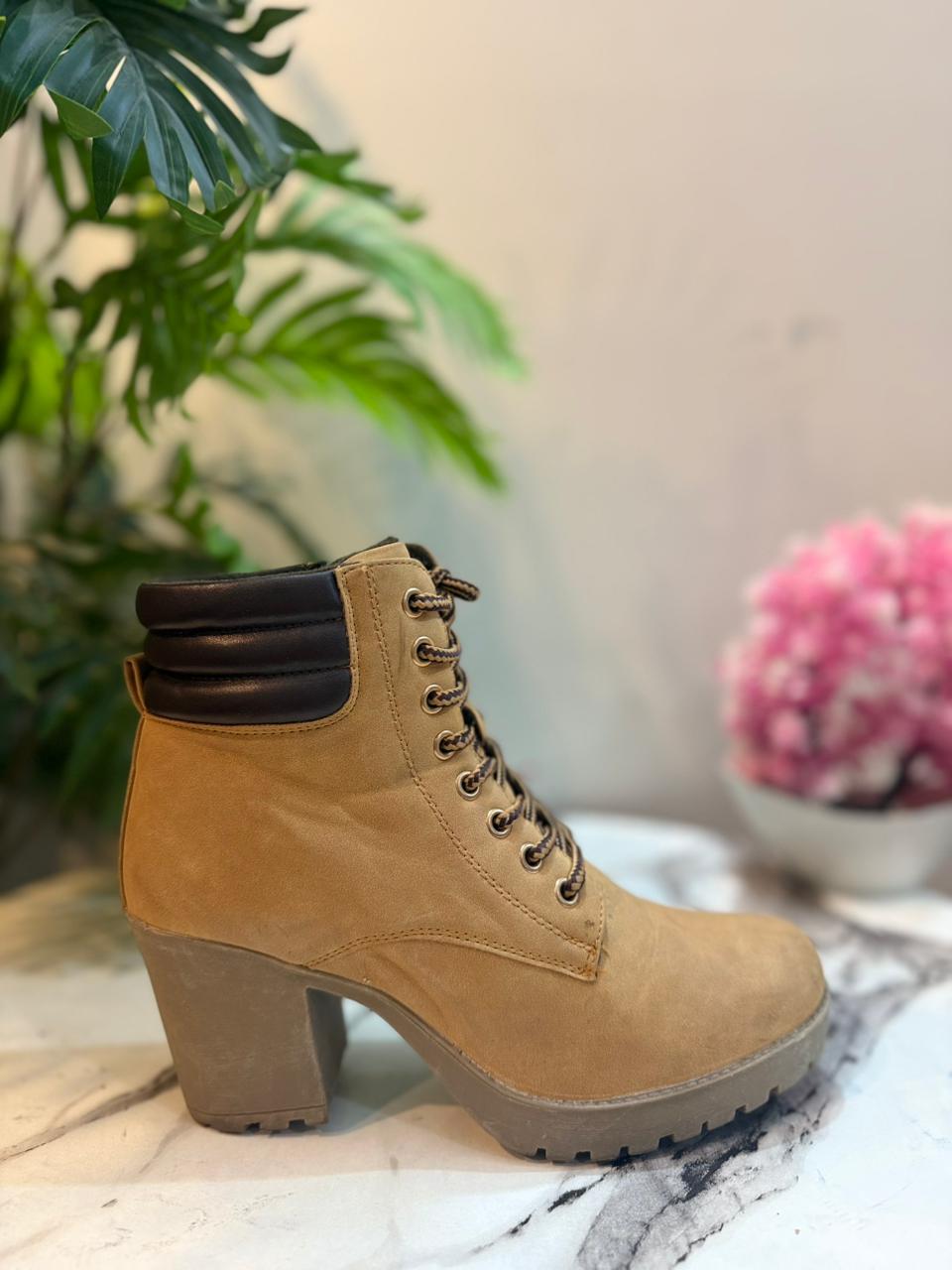 Brown suede laceup zipper ankle boot (Angela Thompson)