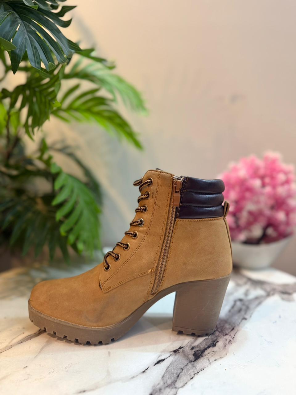 Brown suede laceup zipper ankle boot (Angela Thompson)