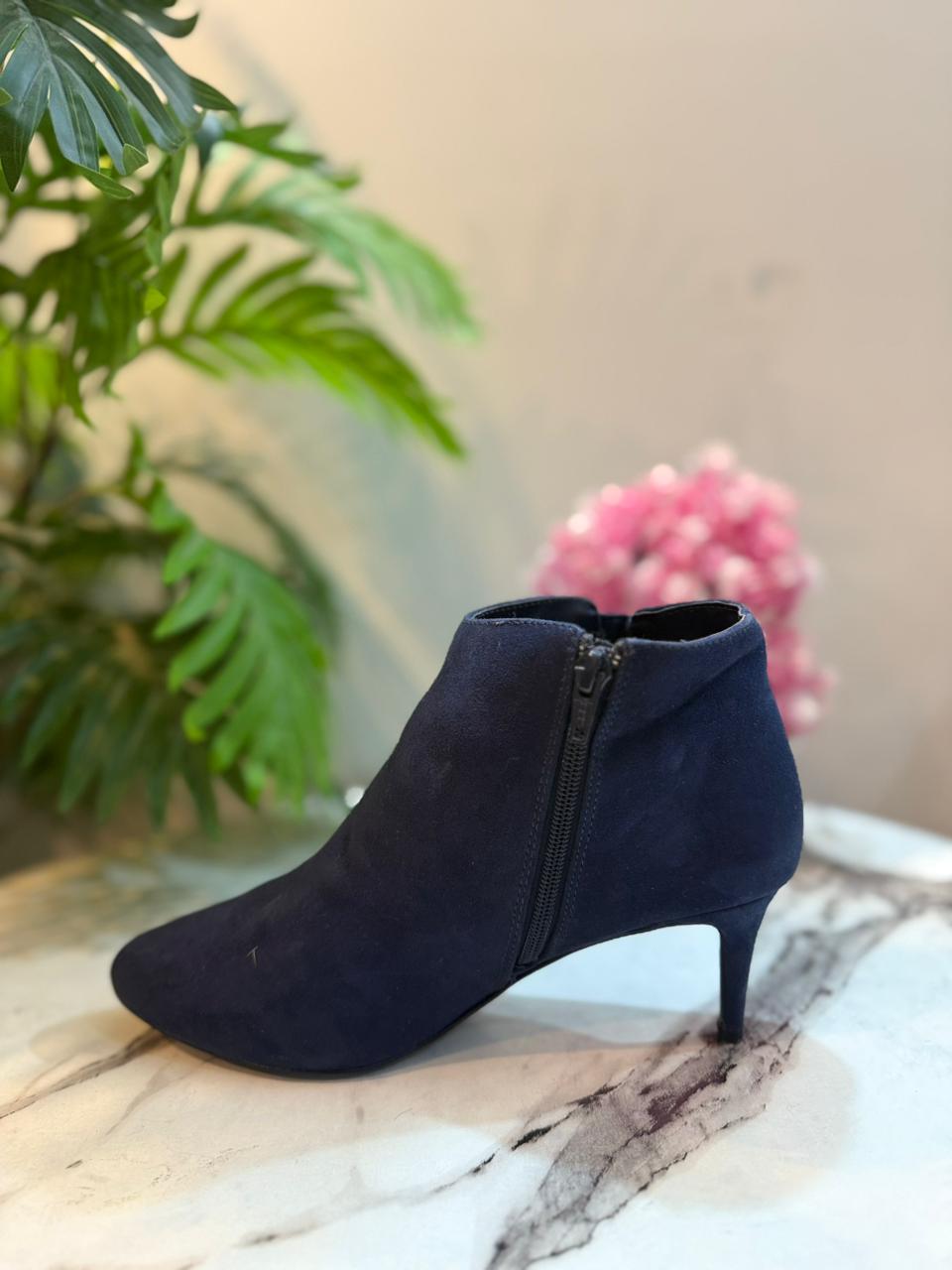 Blue suede zipper ankle boot (Debenhams)