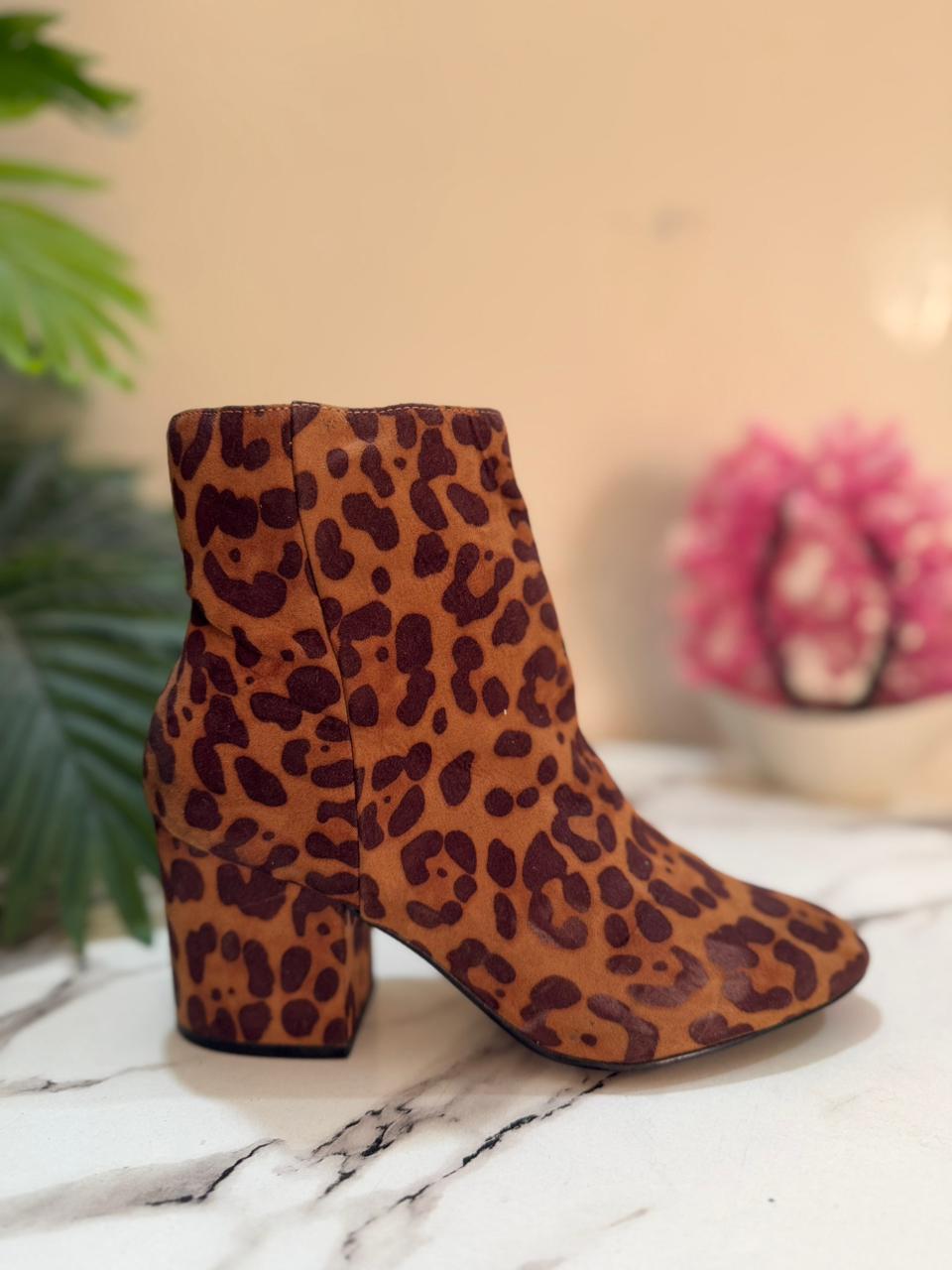 Cheetah print suede side zipper ankle boot (target women )