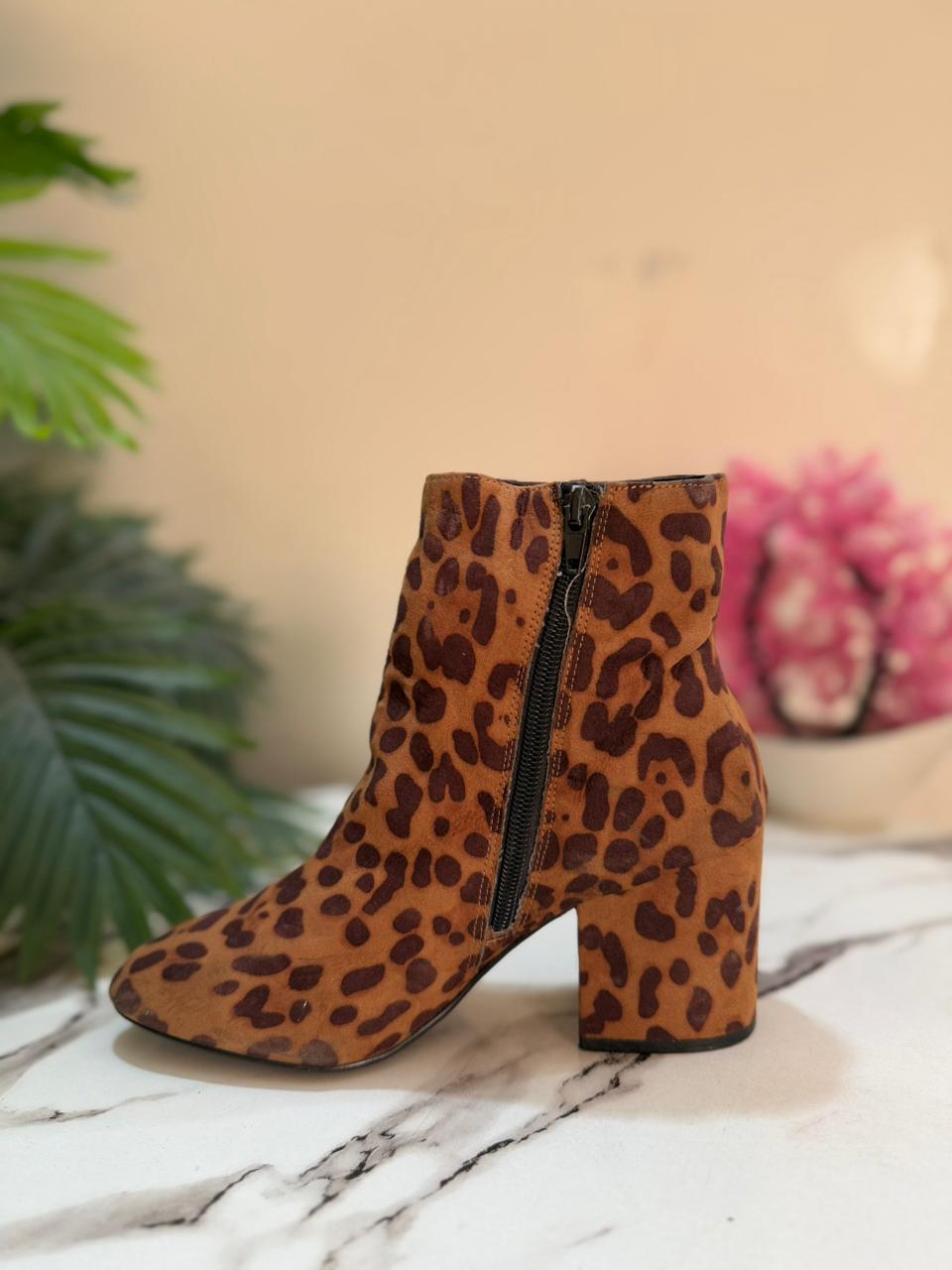 Cheetah print suede side zipper ankle boot (target women )