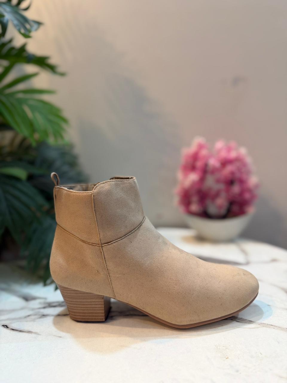 Beige leather zipper ankle boot (Walk)