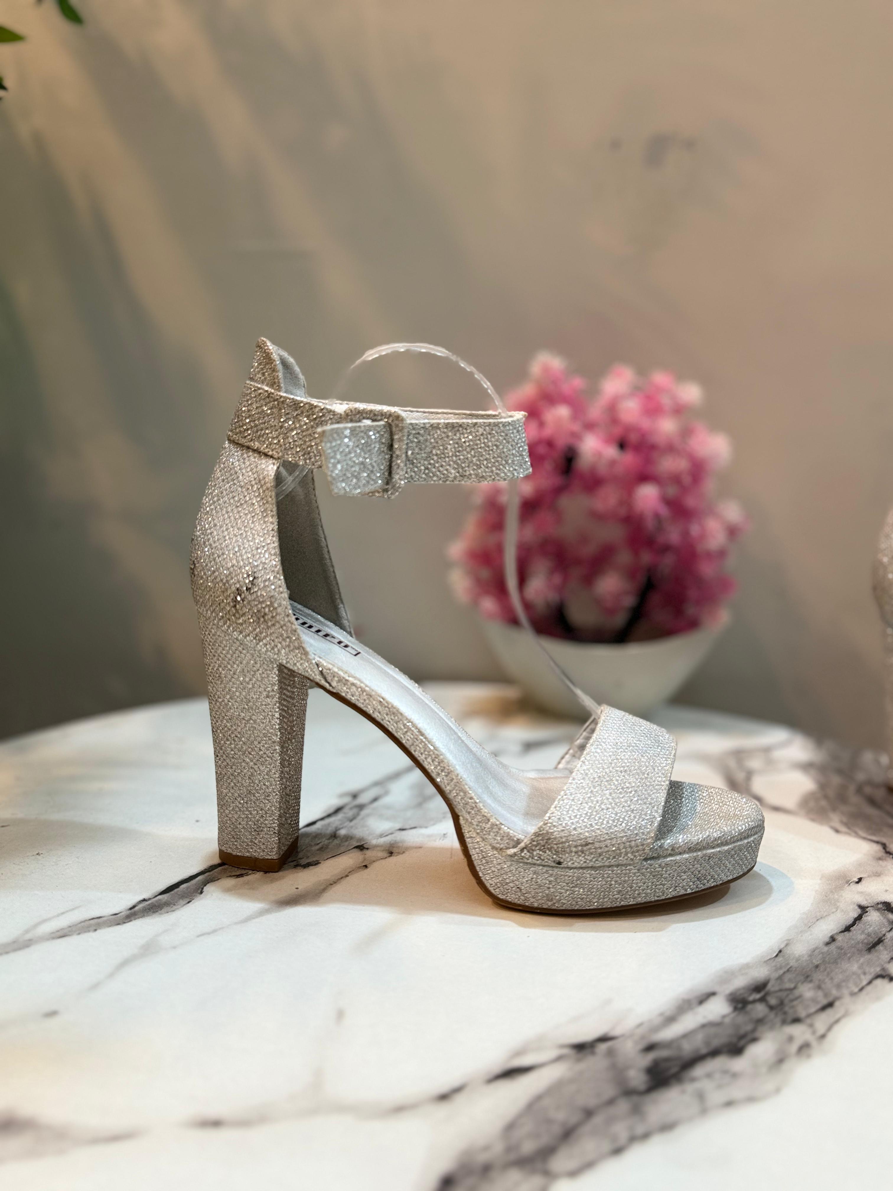 Silver block heel