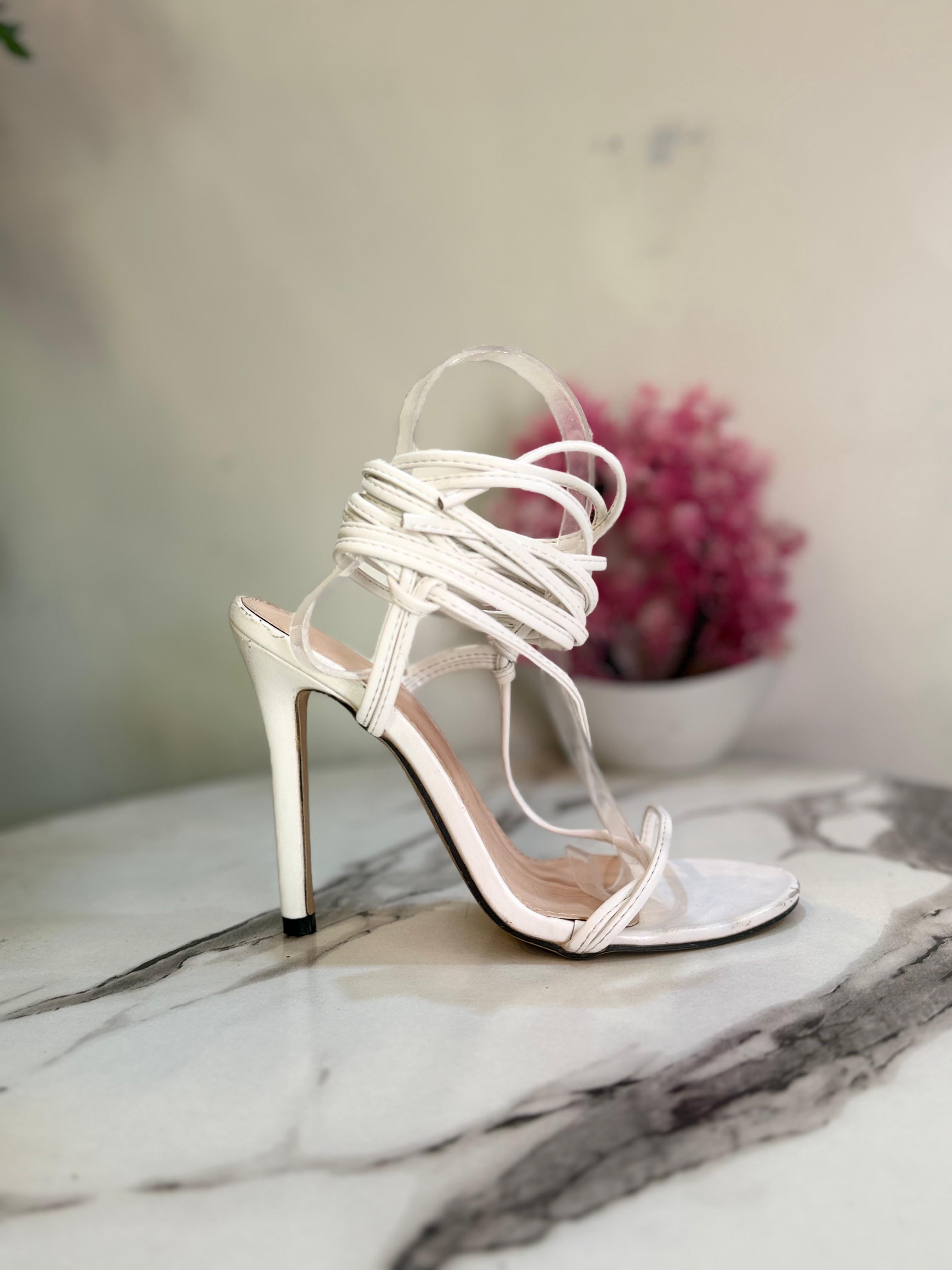 White laceup heel