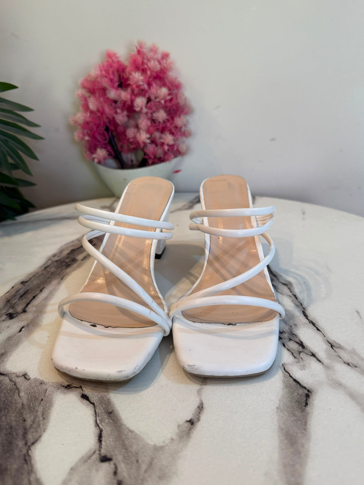 WHite block heel