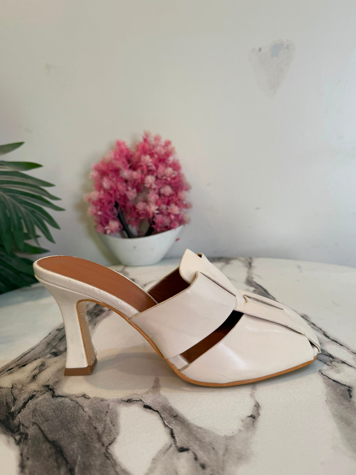 White kitten heel