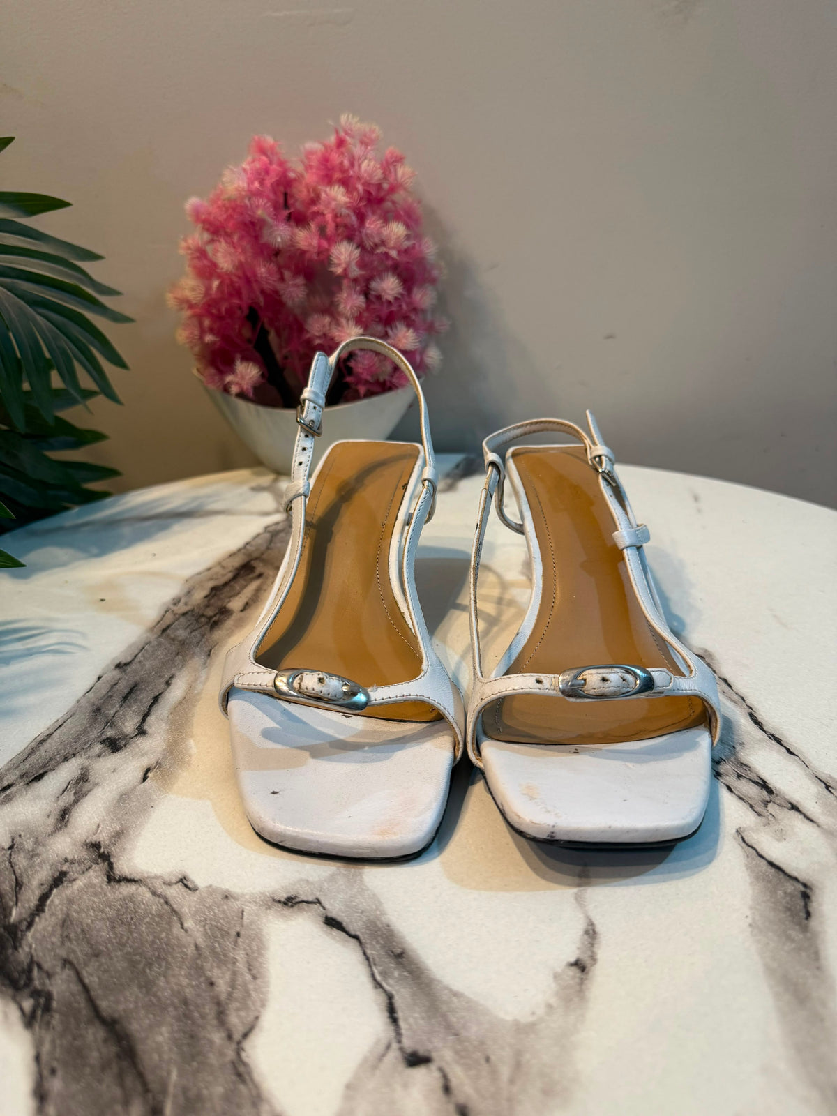 White kitten heel