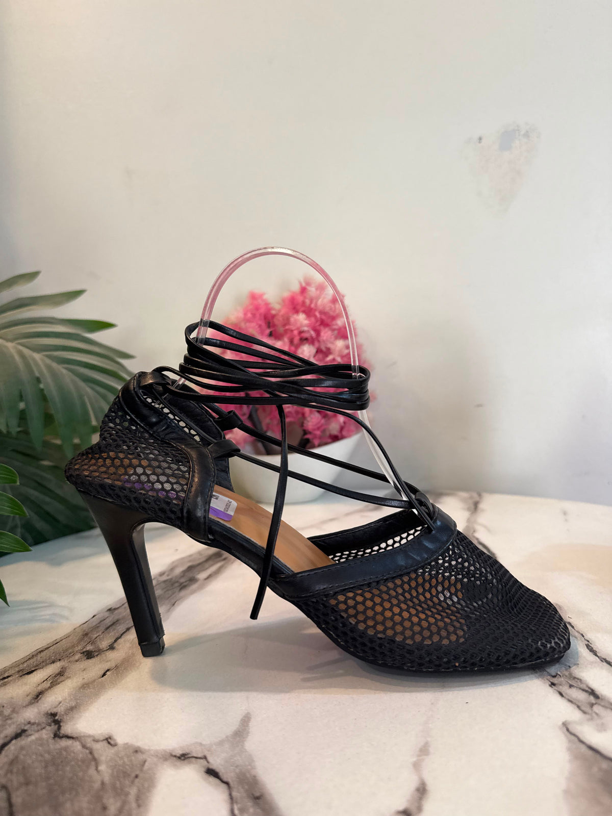 Black laceup heel