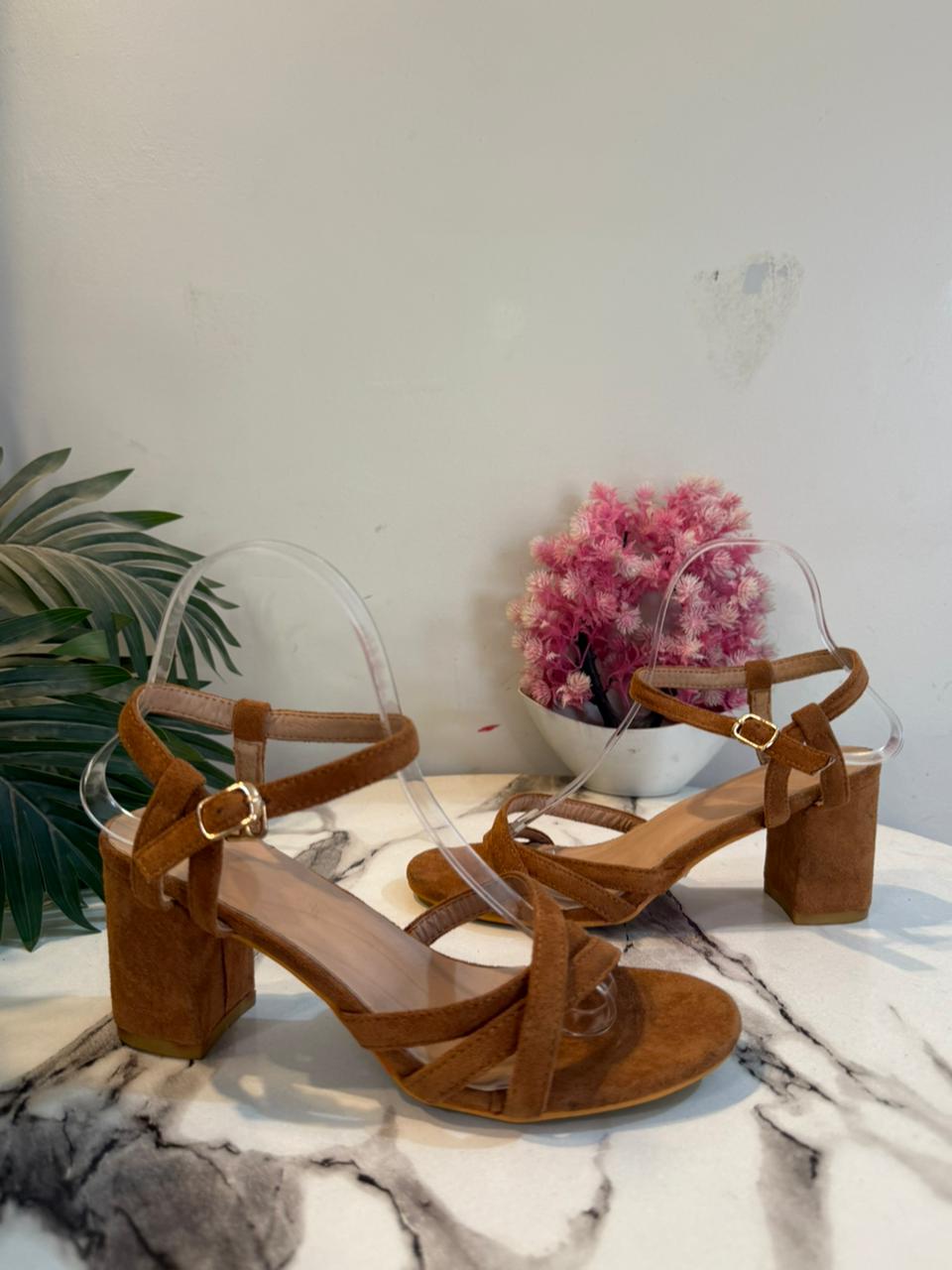 Brown block heel