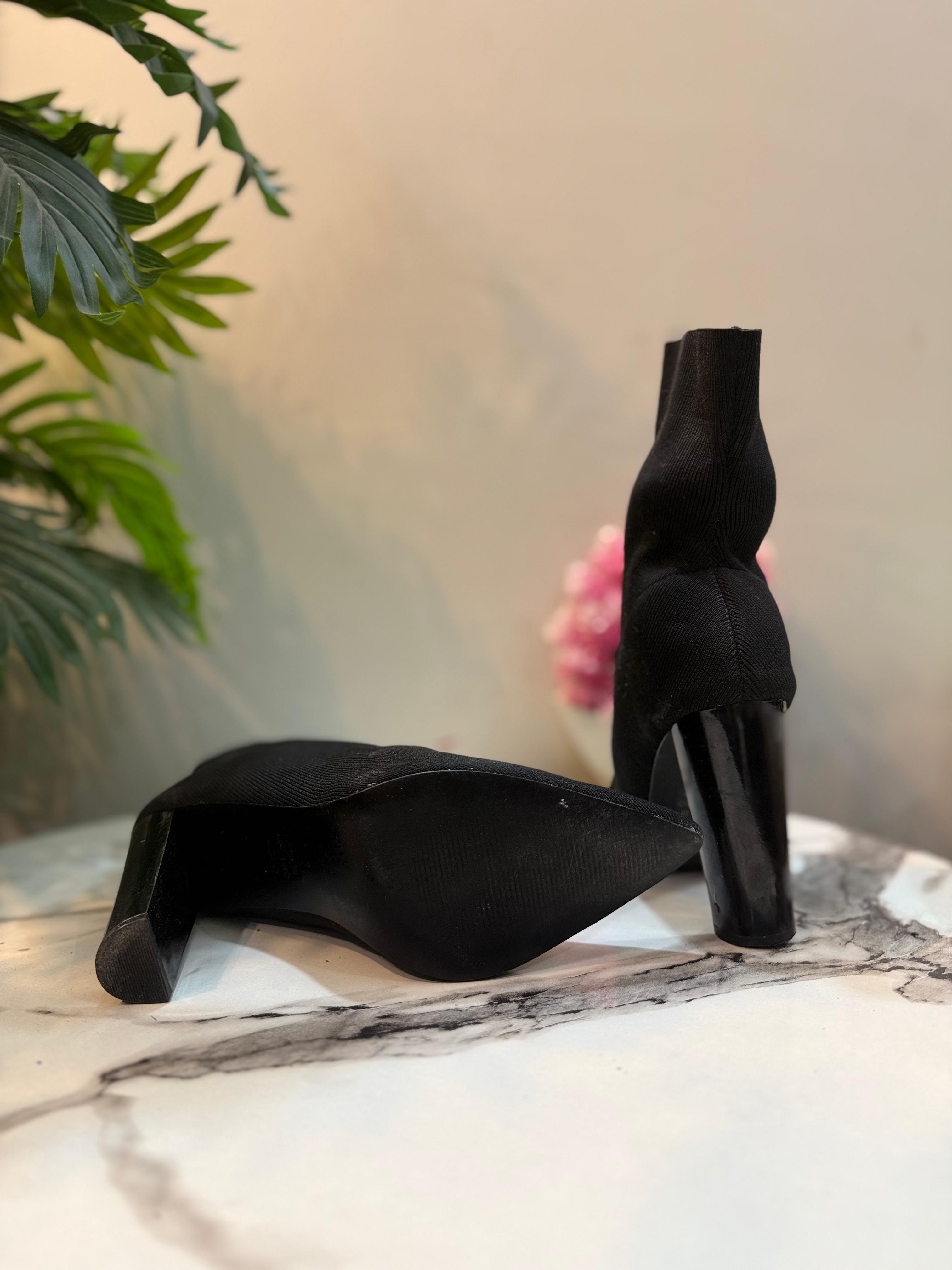 Black sock ankle boot (unknown)