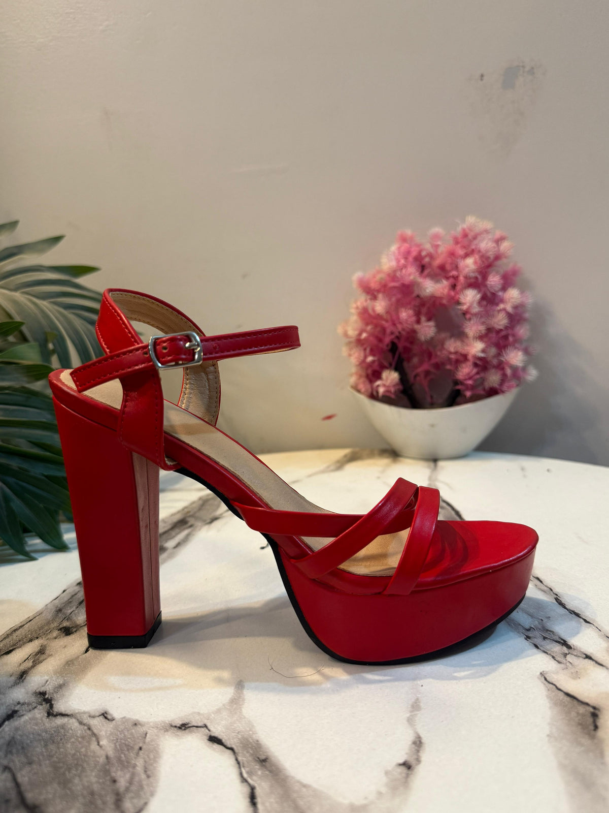 Red block heel