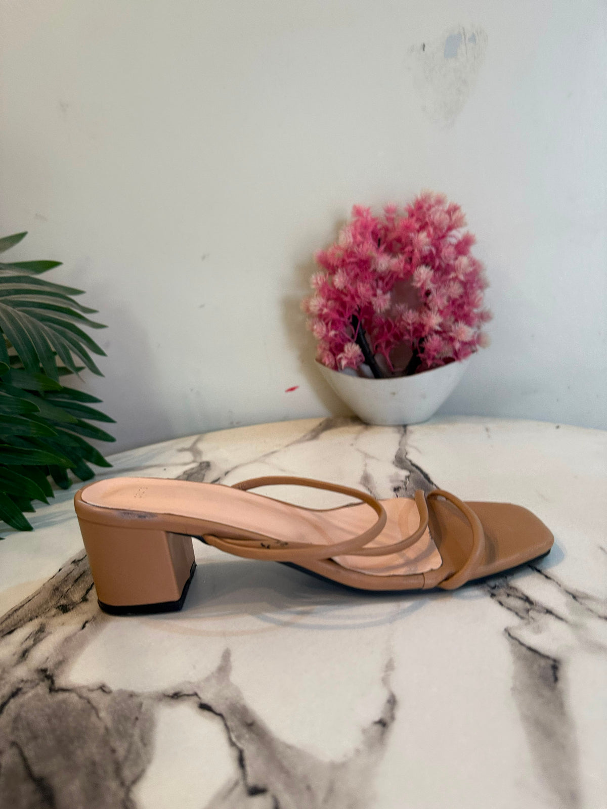 Brown block heel