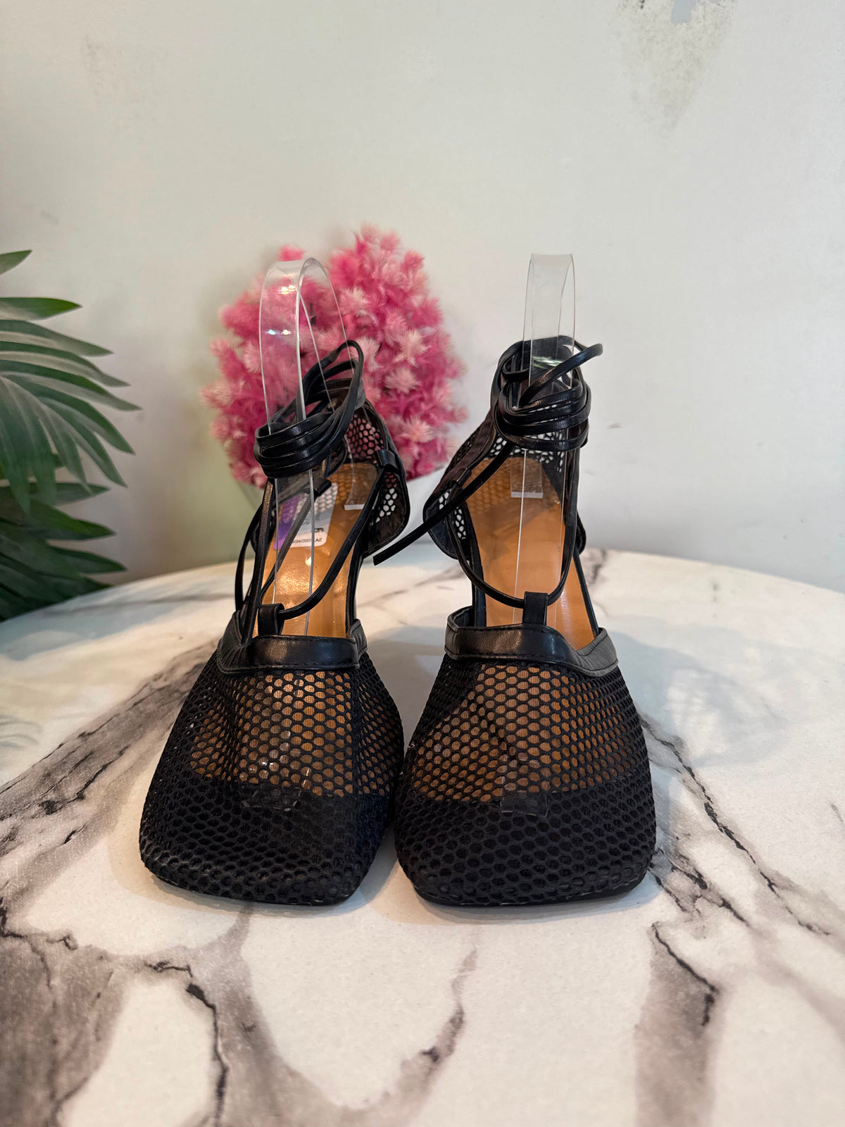 Black laceup heel
