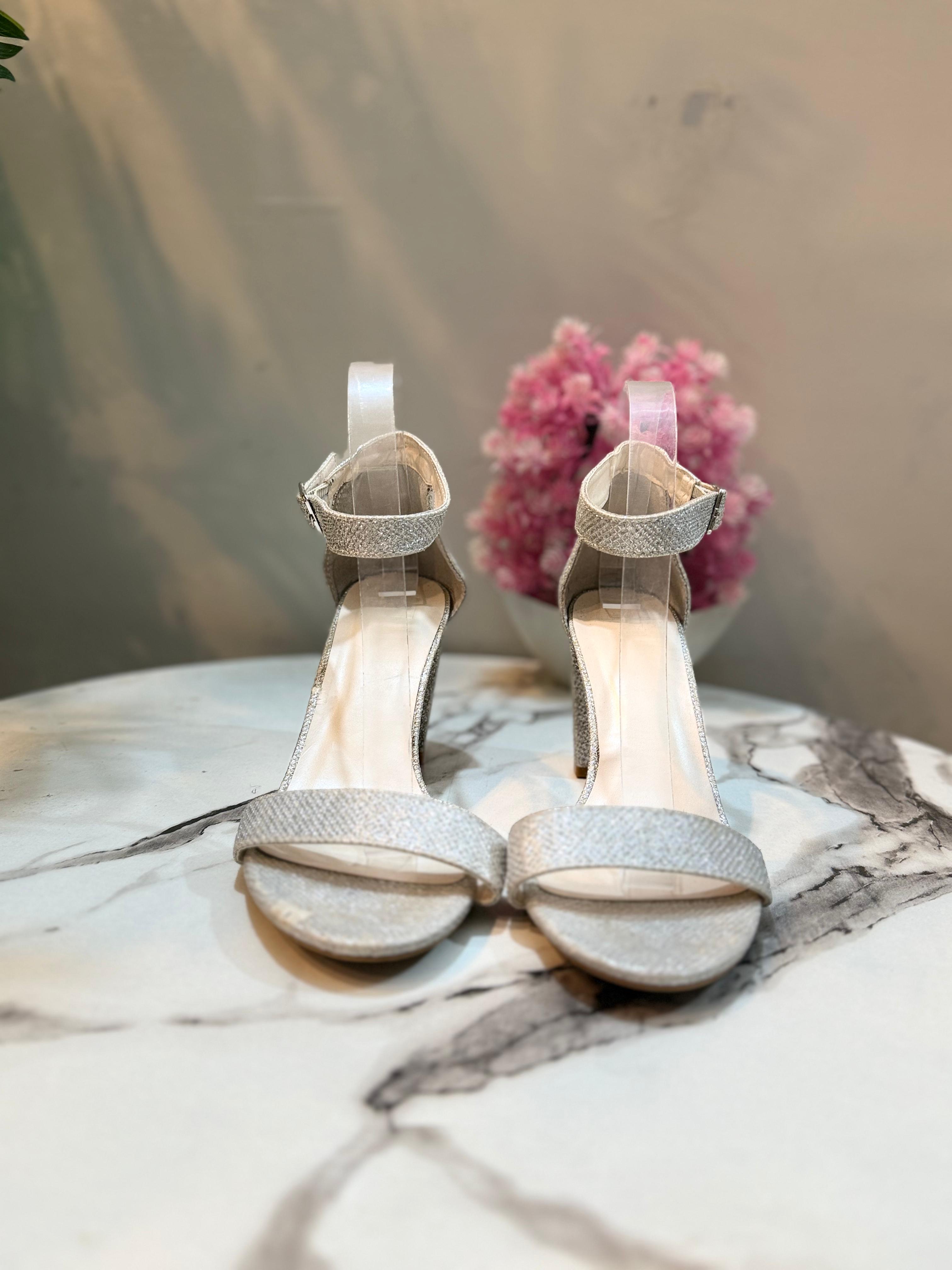 Silver block heel