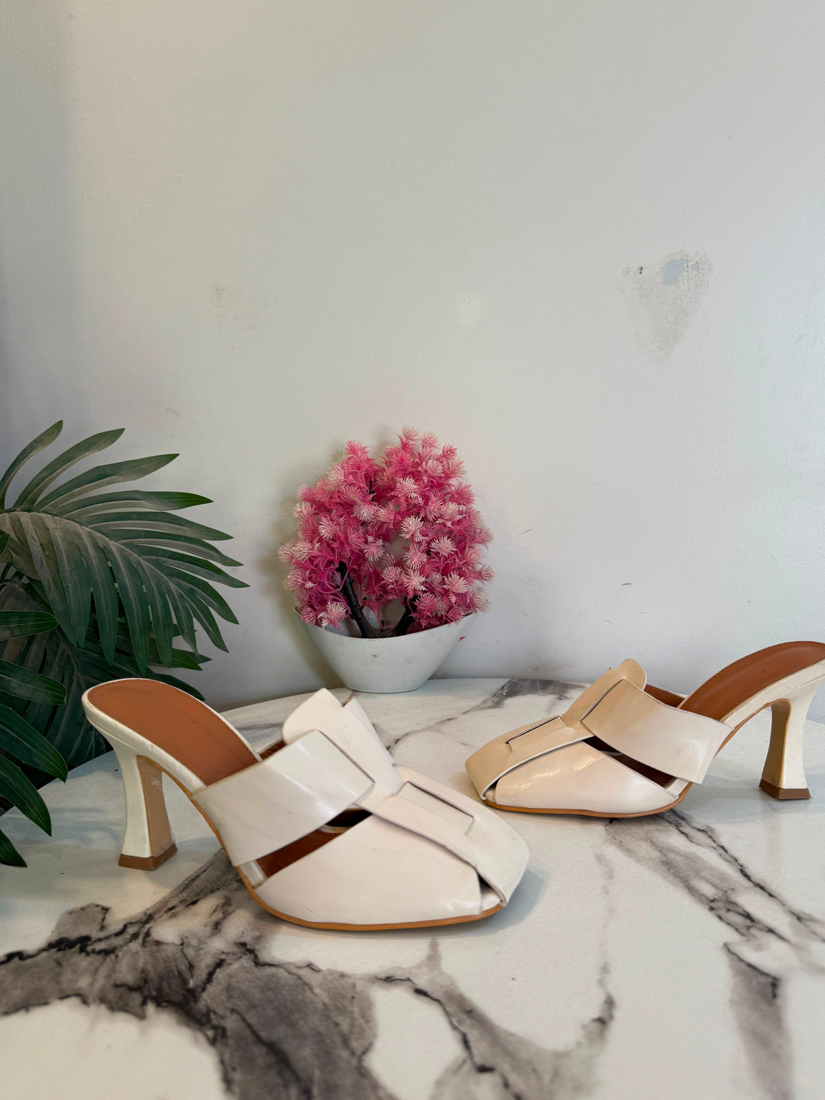 White kitten heel