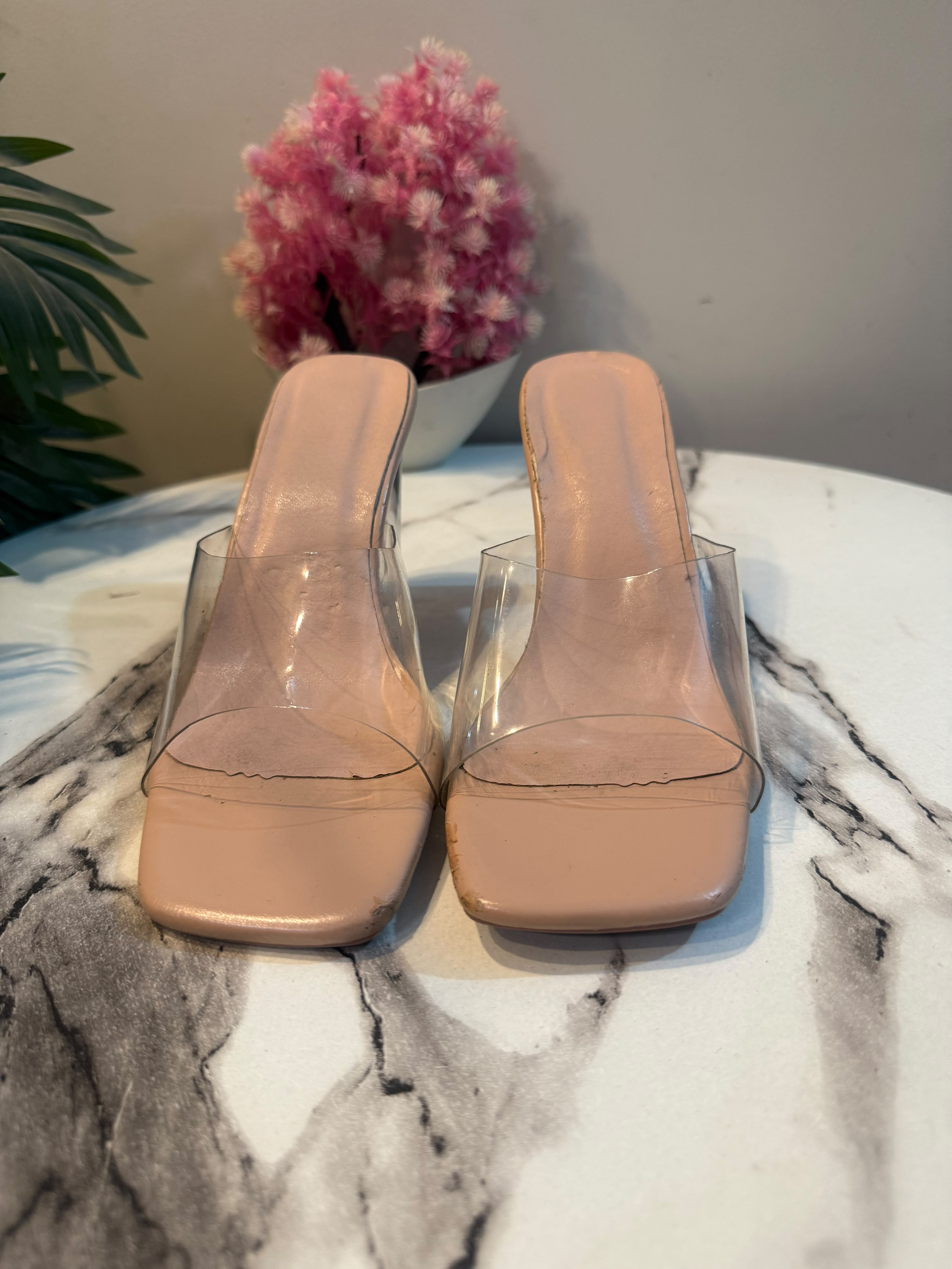 Transparent block heel