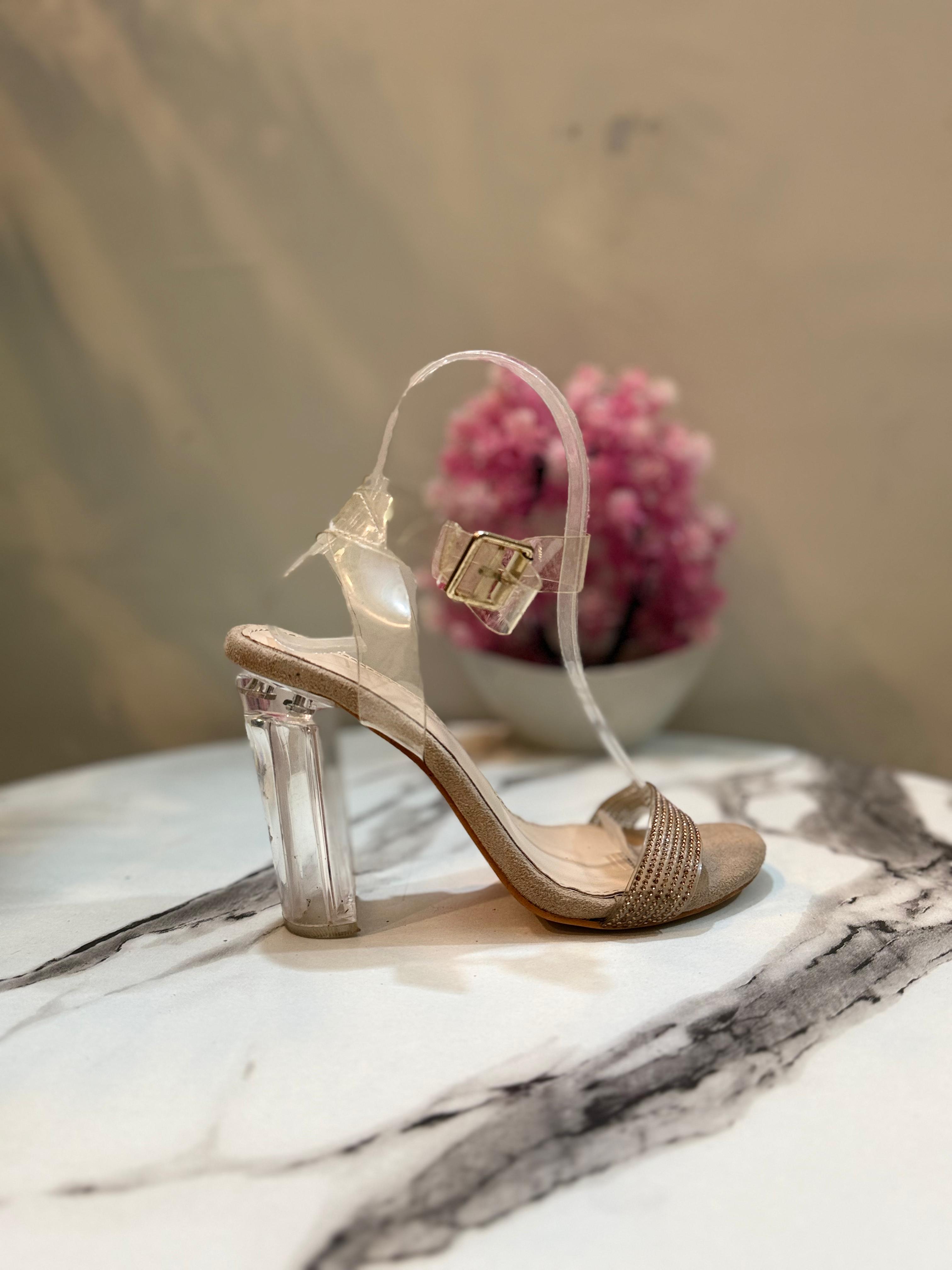 Transparent block heel