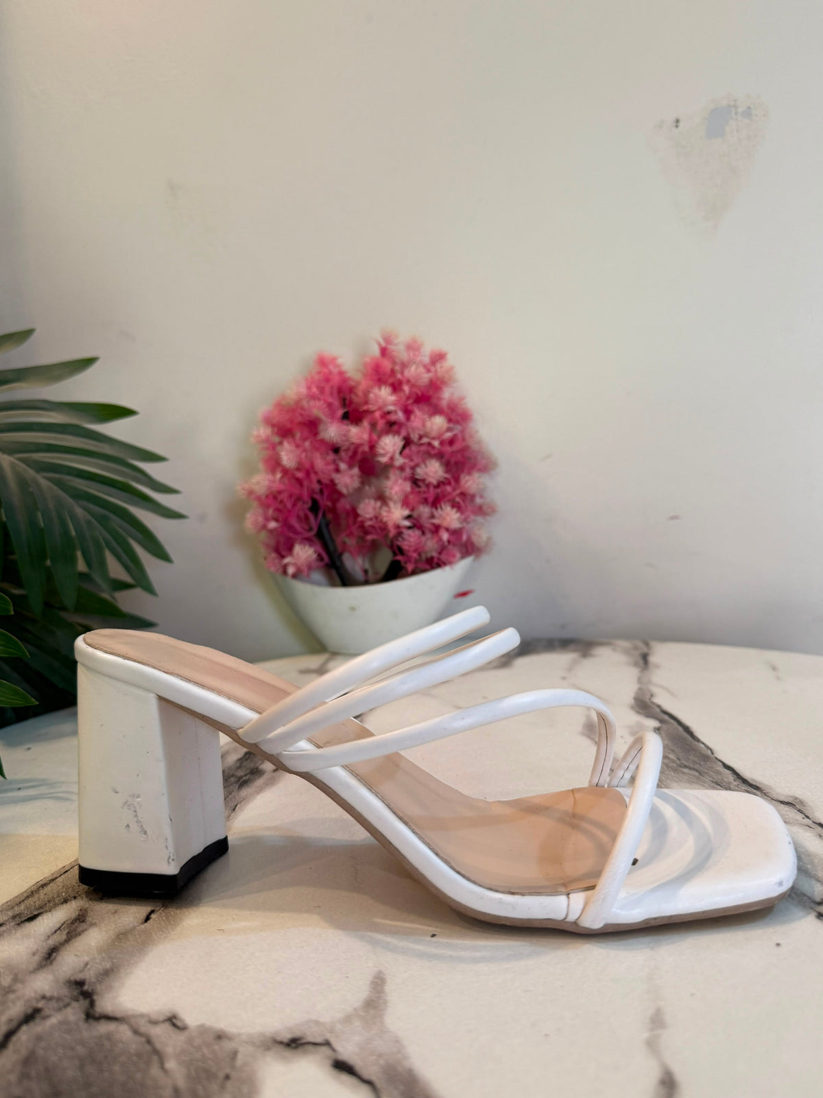 WHite block heel