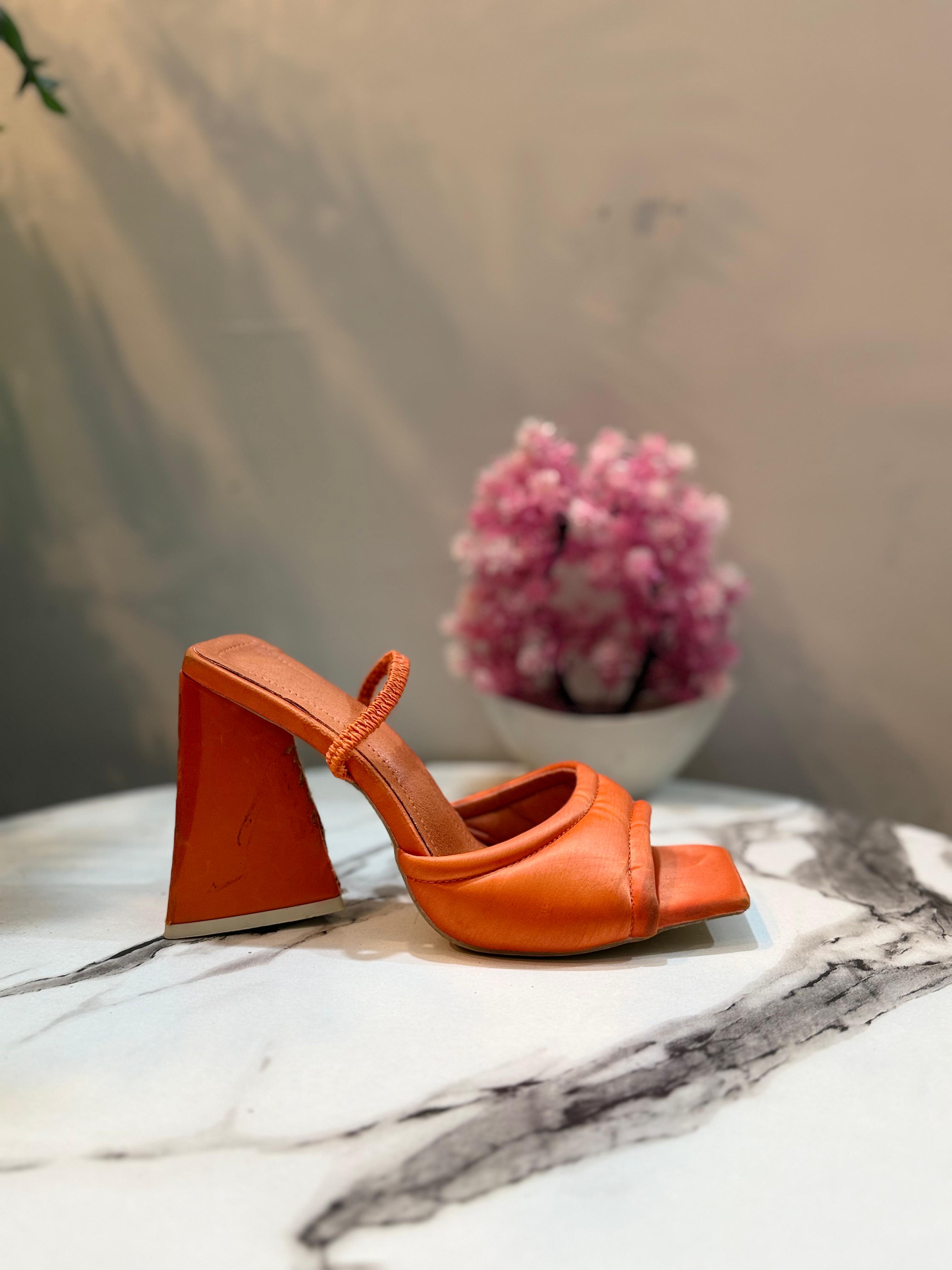 Orange block heel