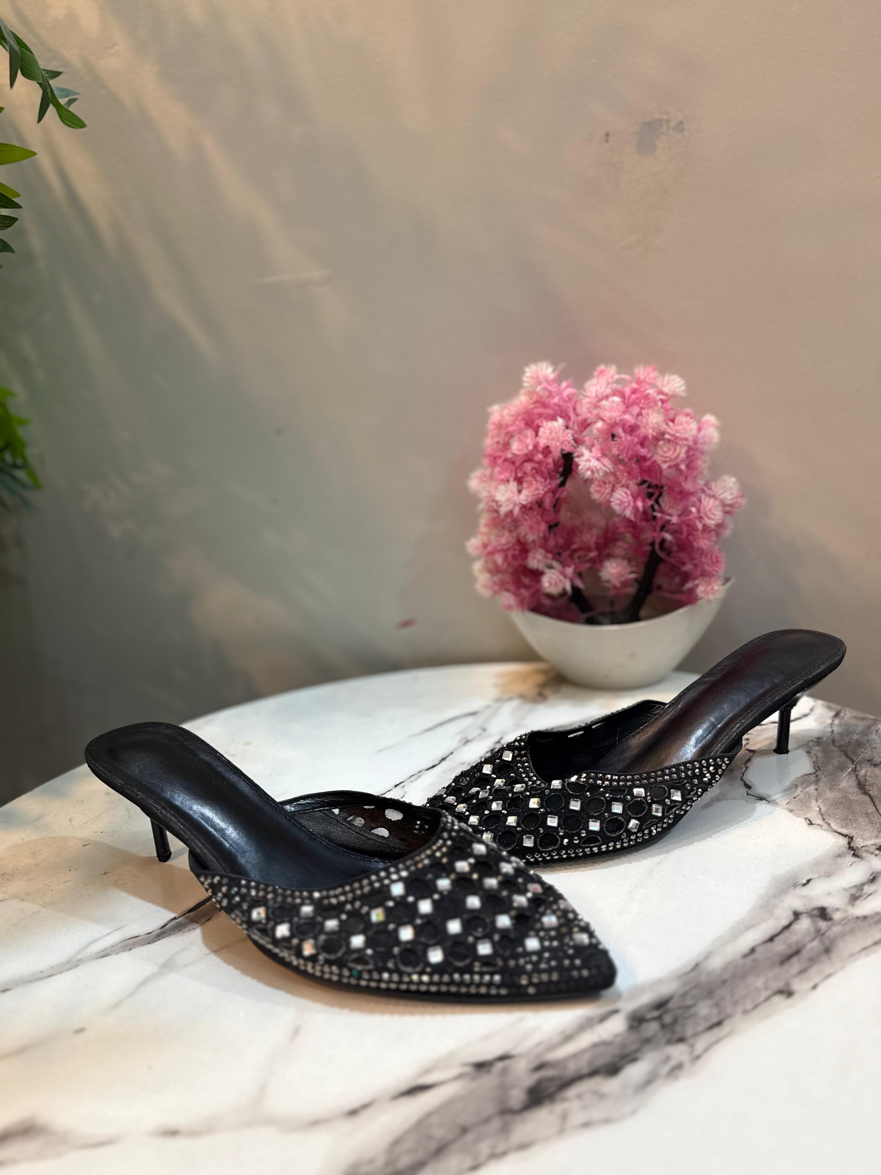 Black kitten heel