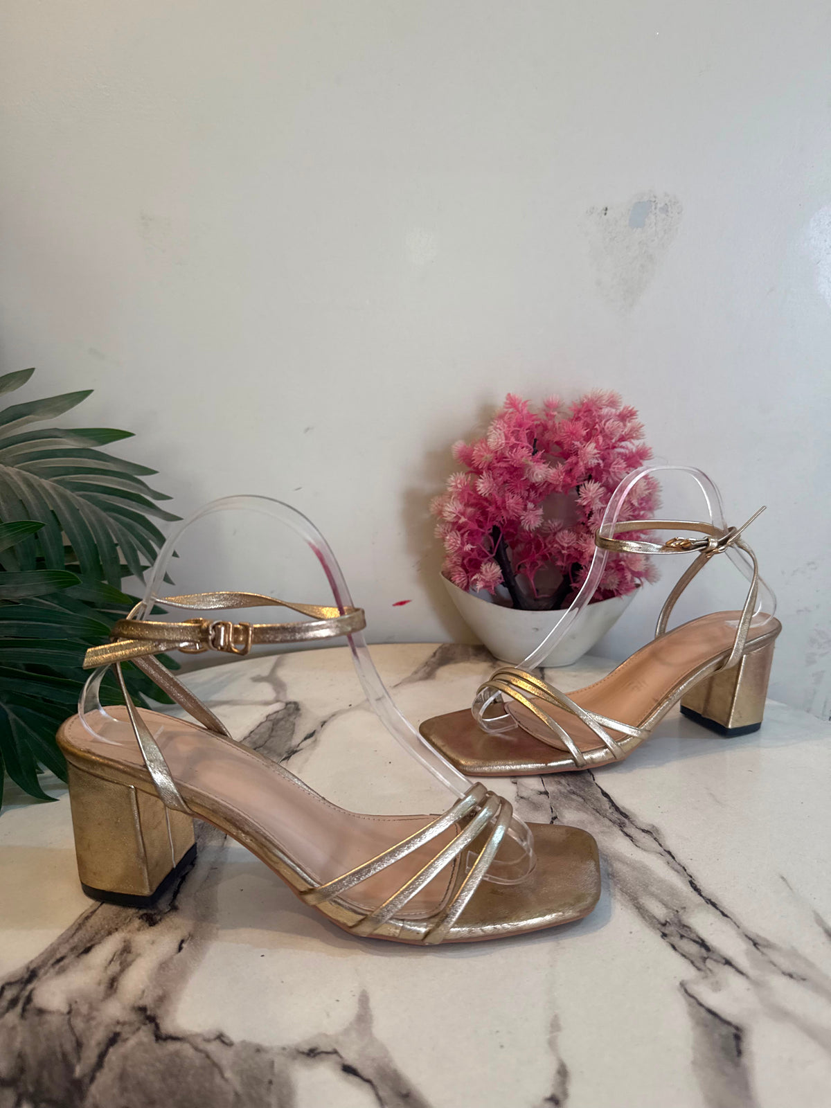 Golden block heel
