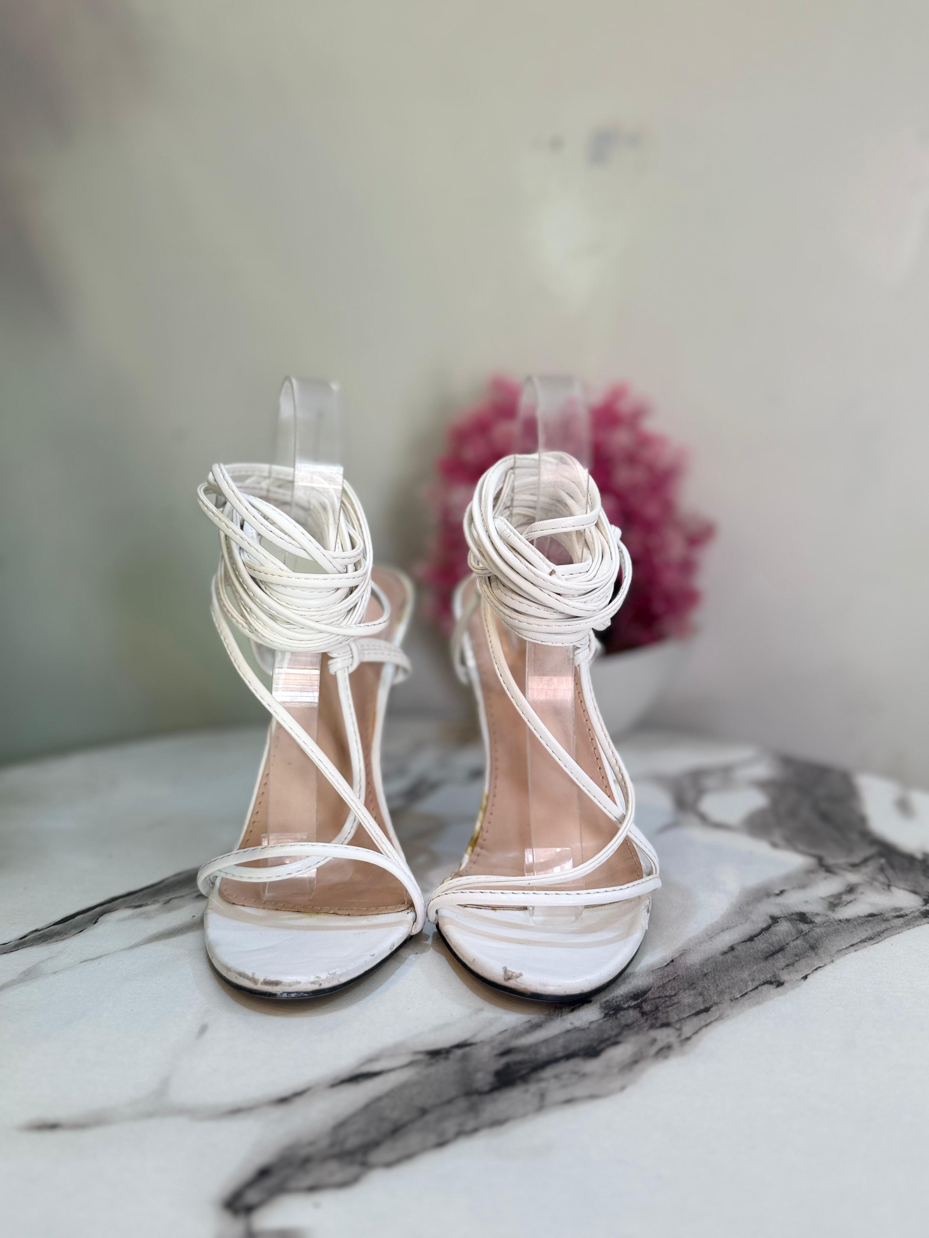 White laceup heel