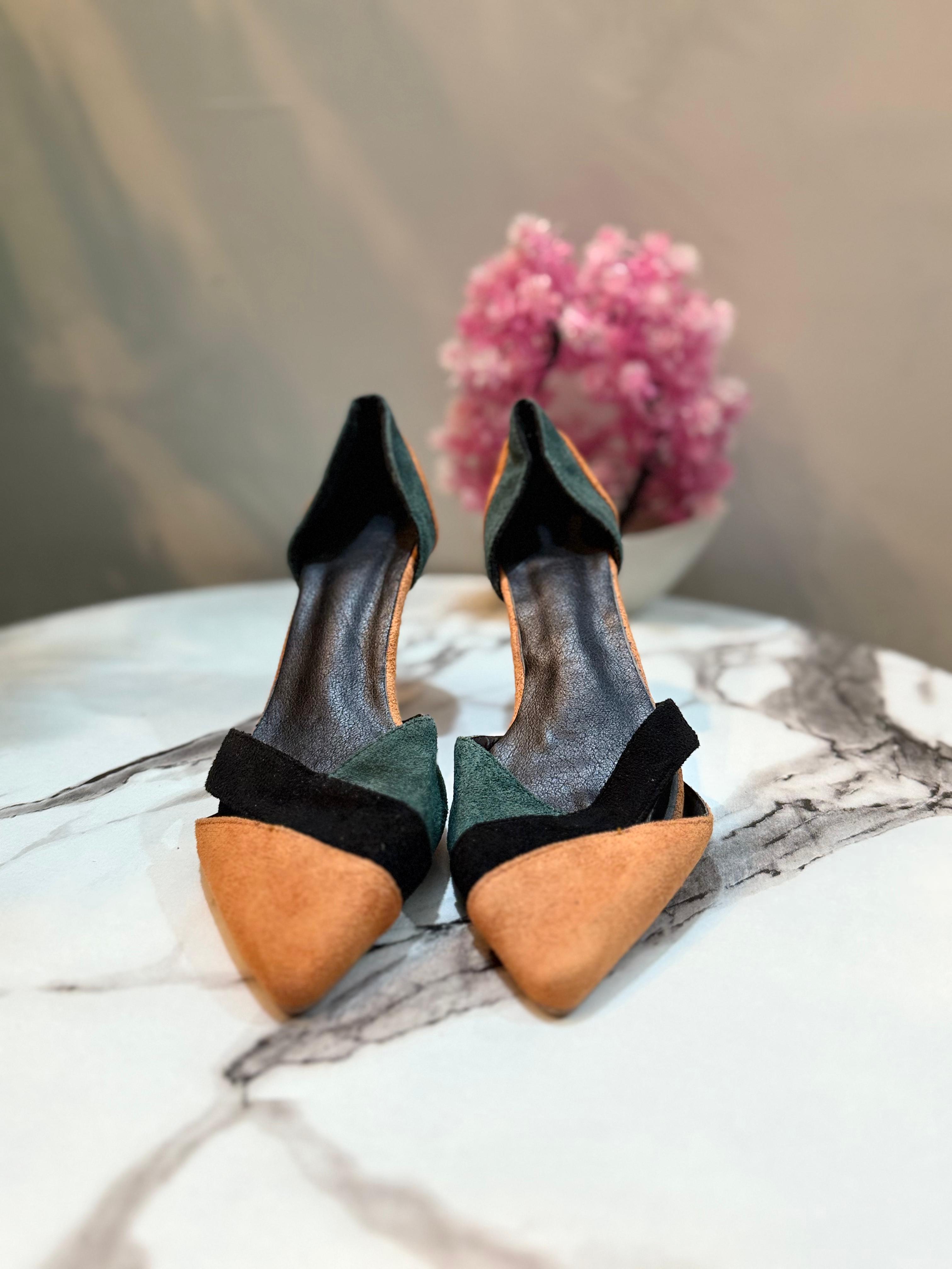 Orange & Green coat shoe