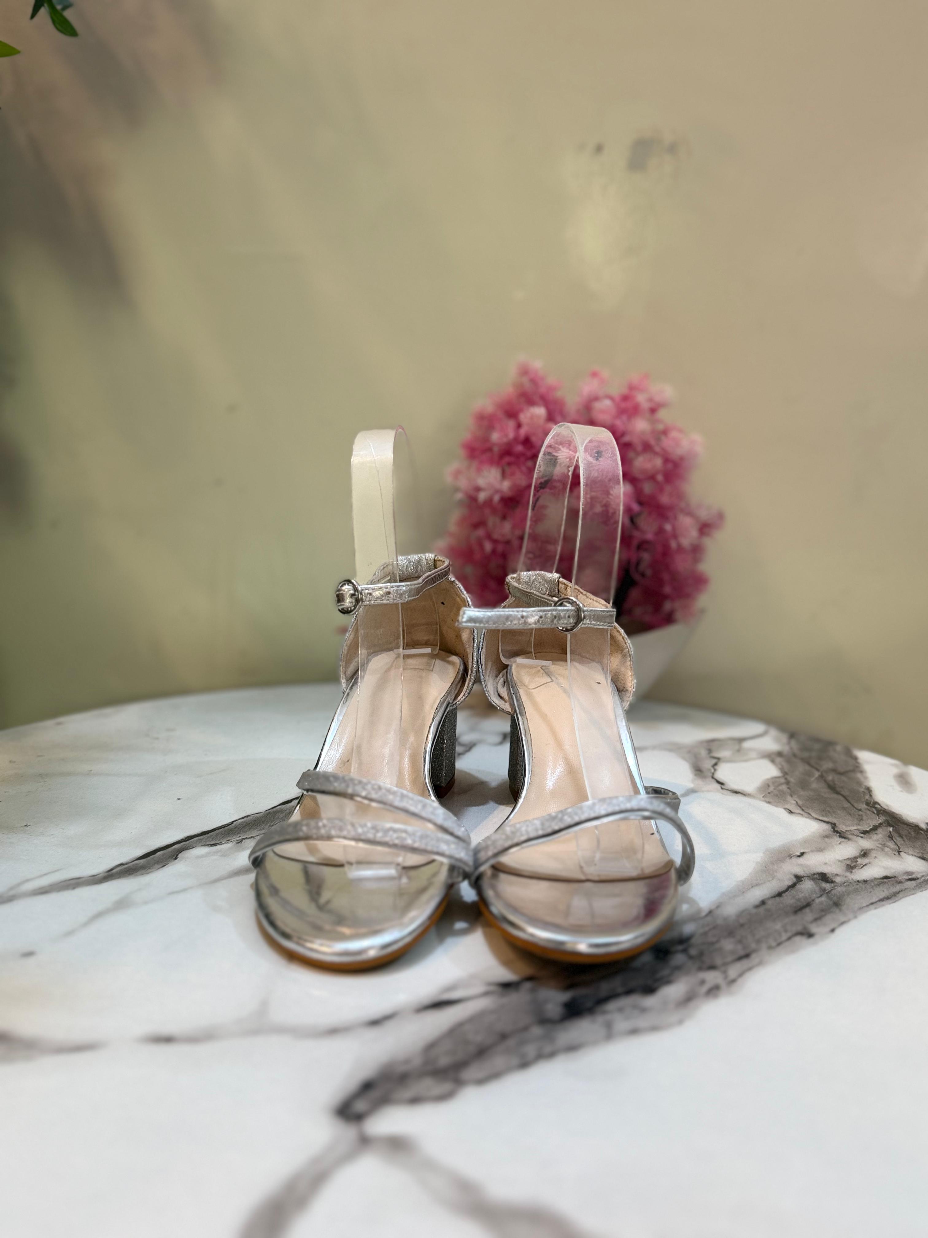 Silver block heel