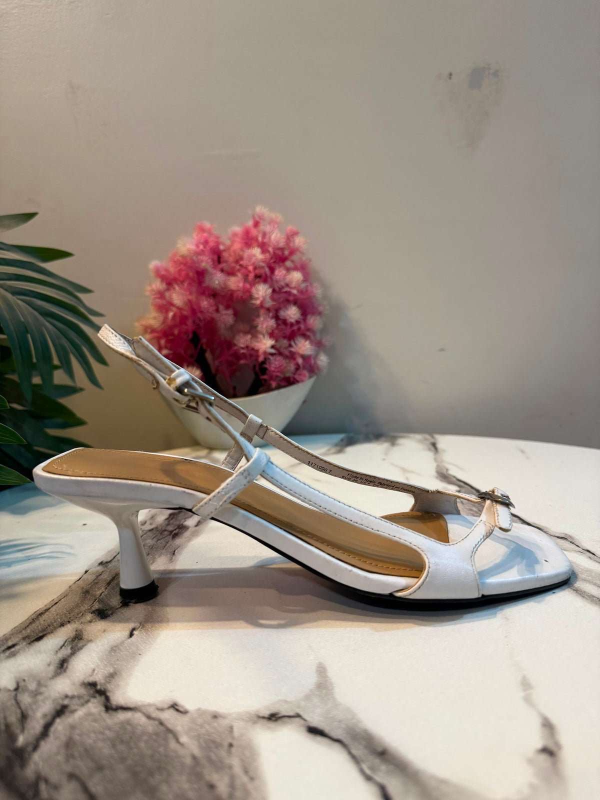 White kitten heel