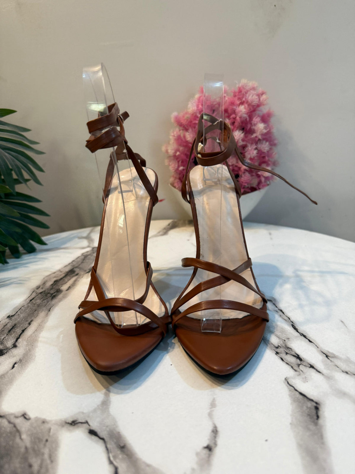 Brown pencil heel