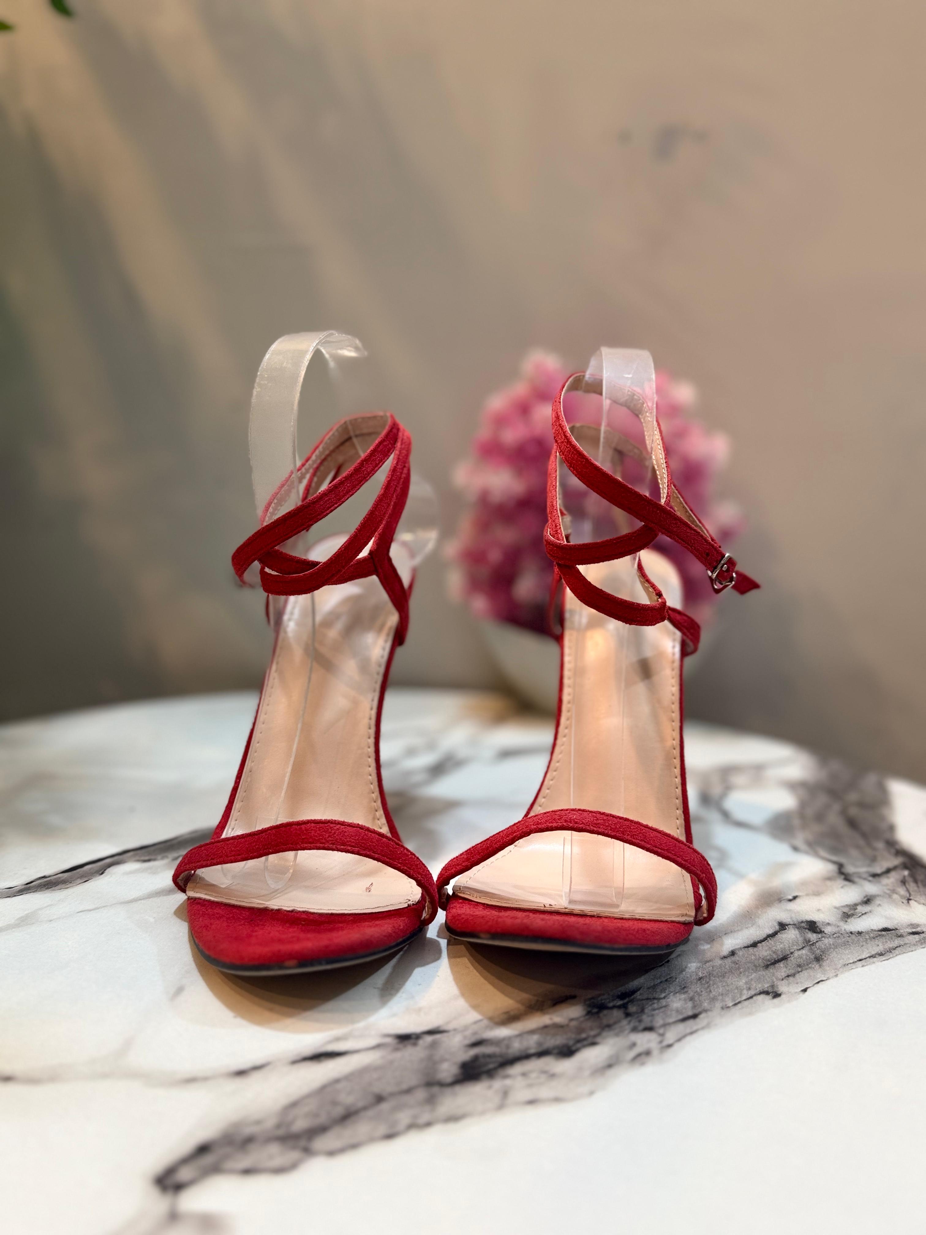 Red laces pencil heel