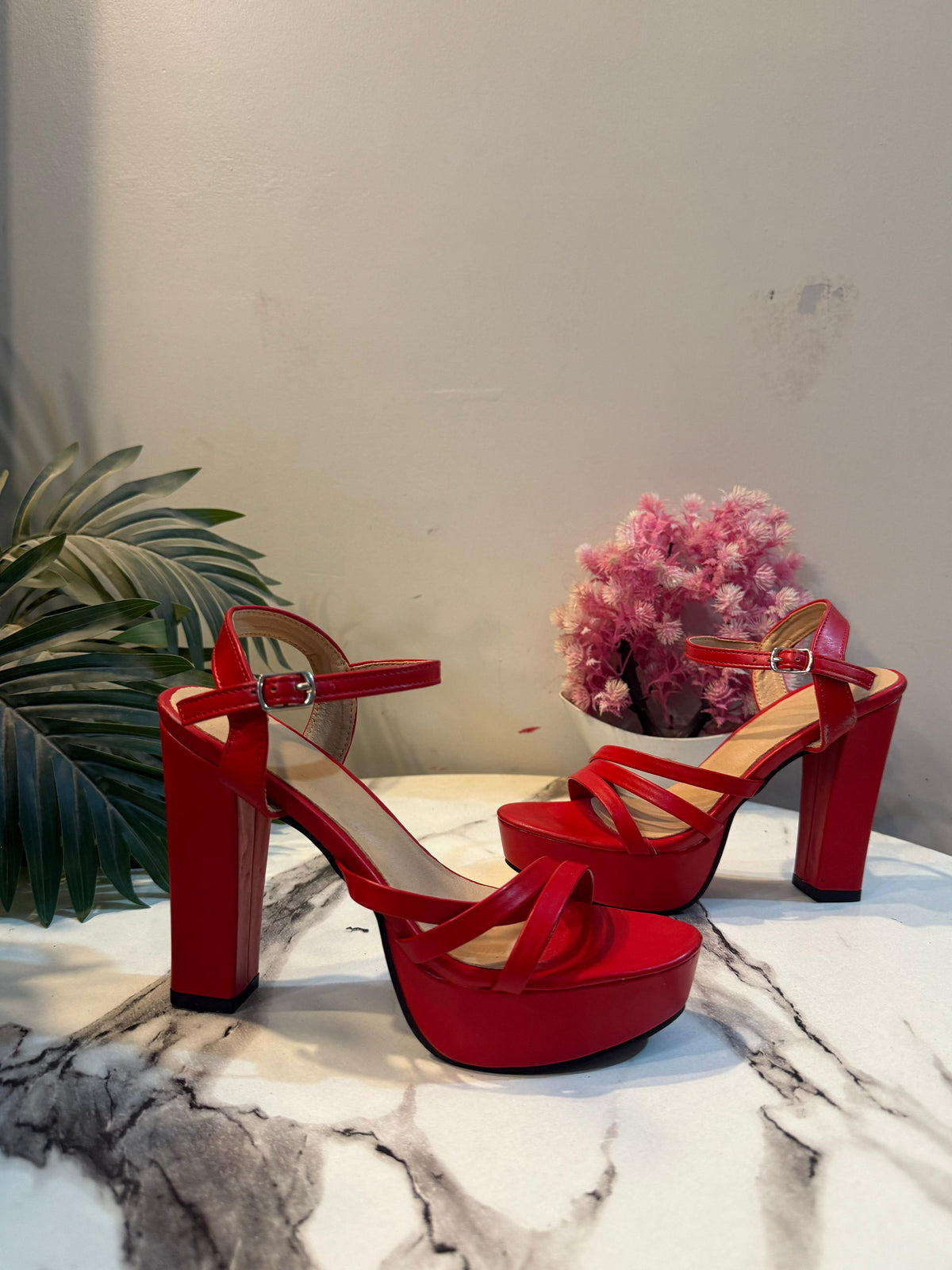 Red block heel