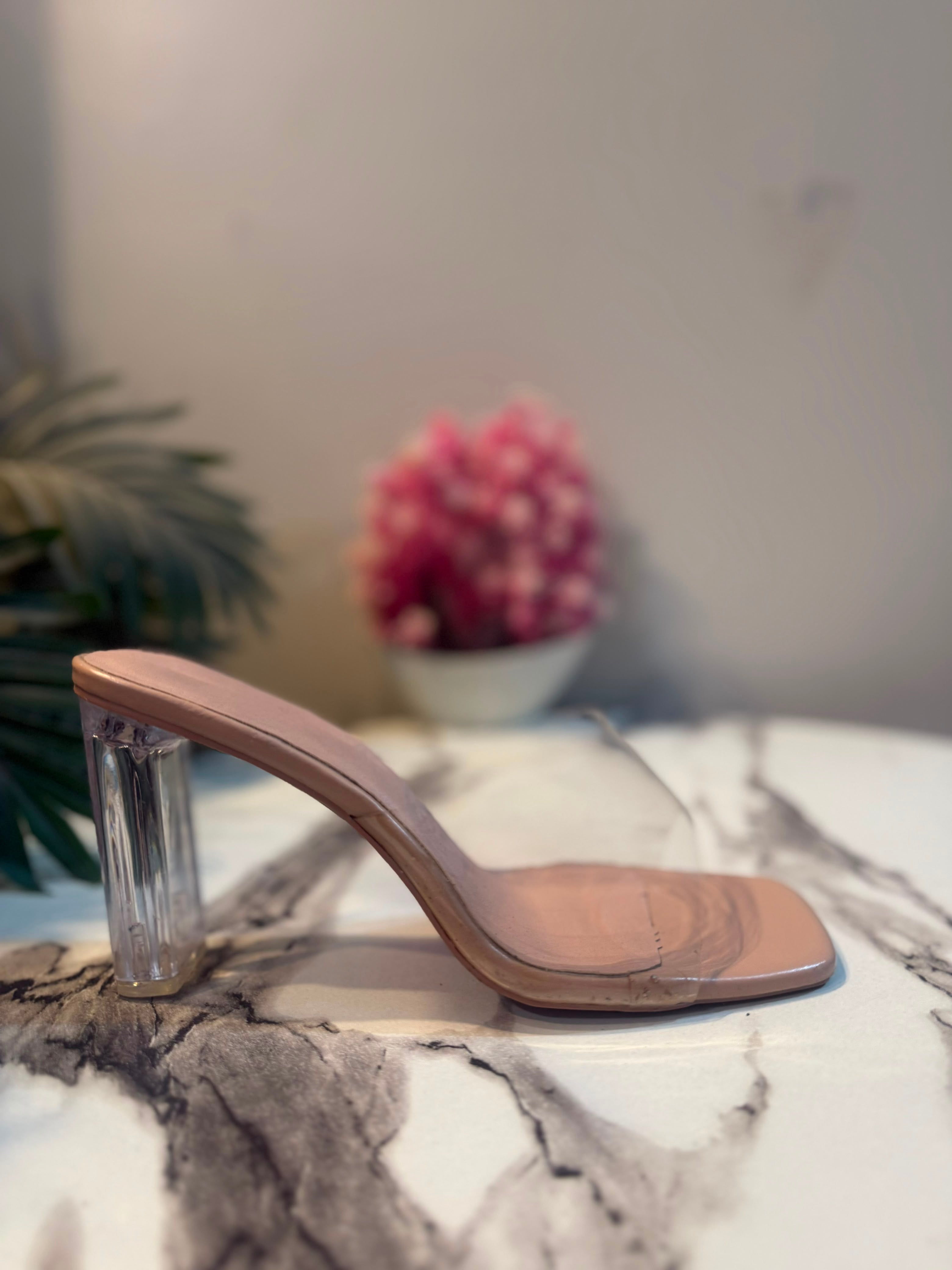 Transparent block heel