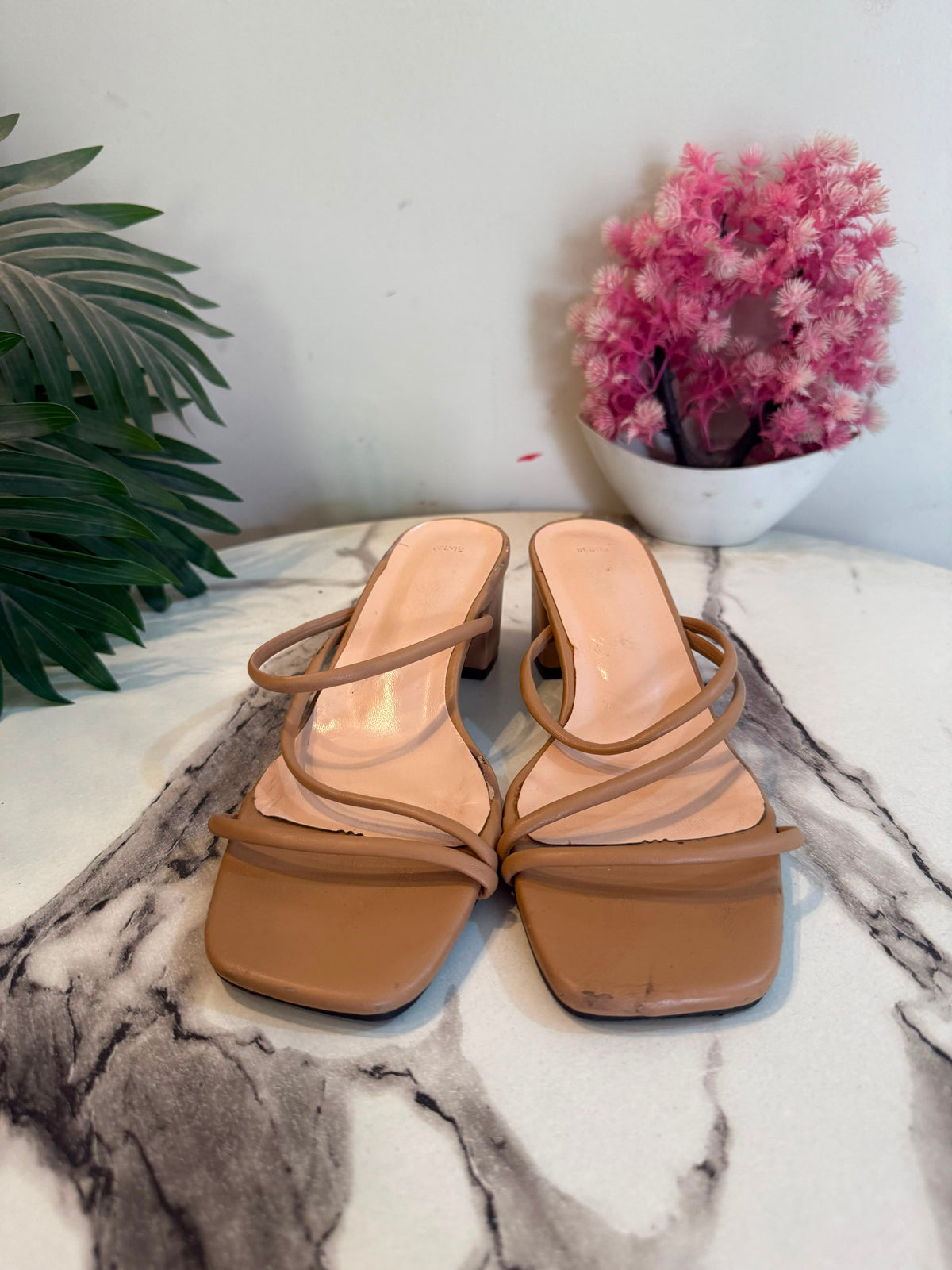 Brown block heel