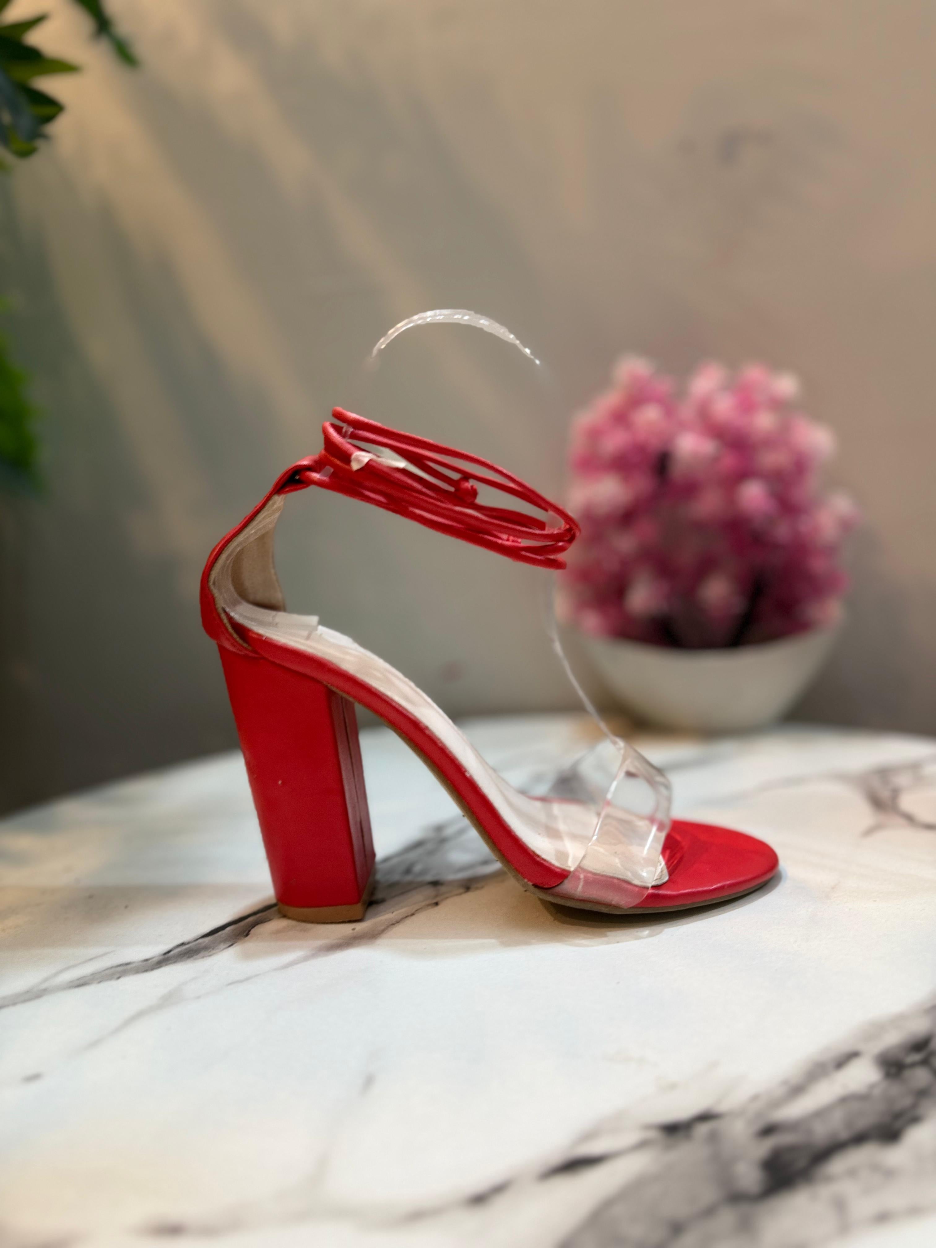 Red laces block heel