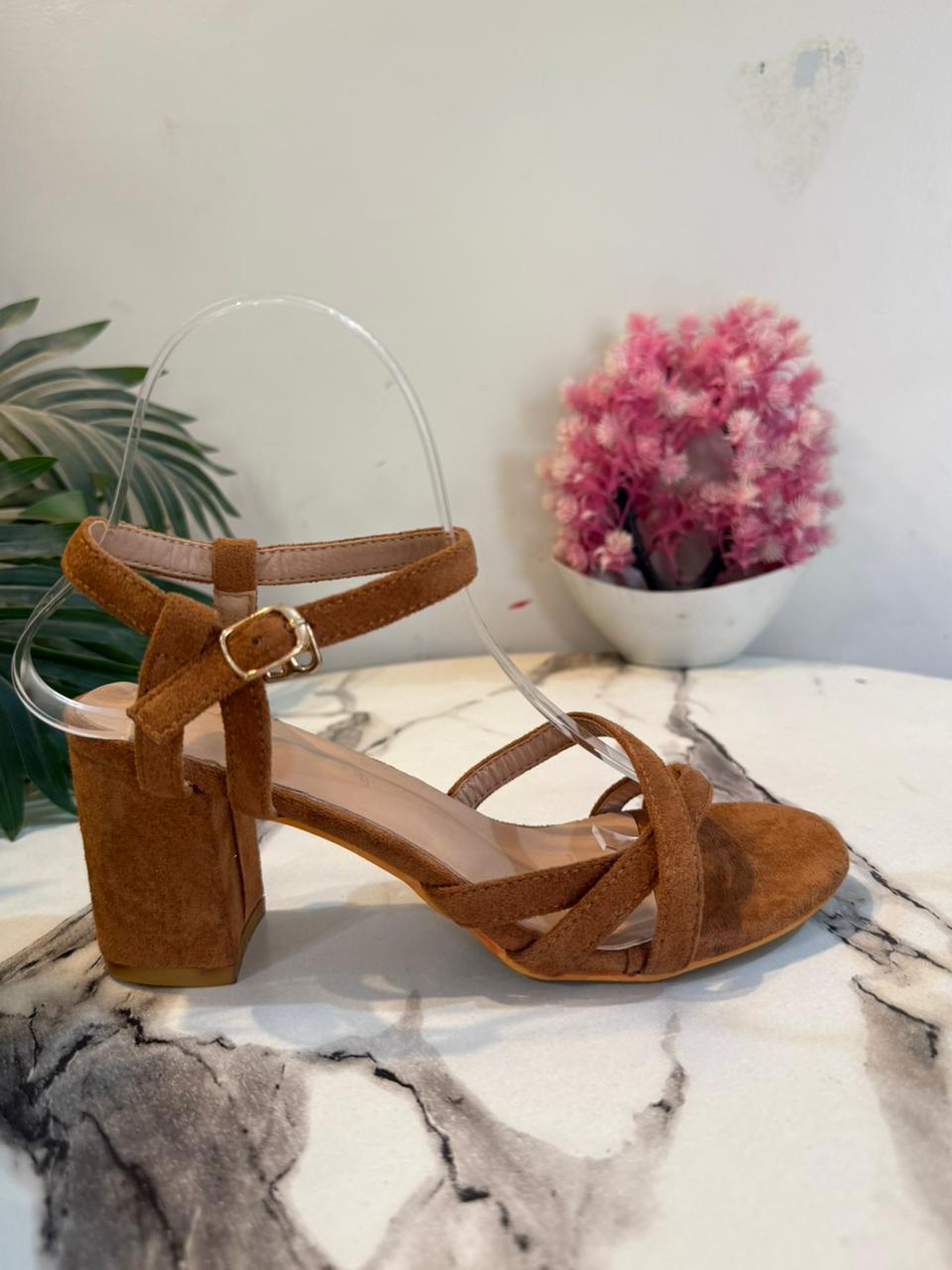 Brown block heel