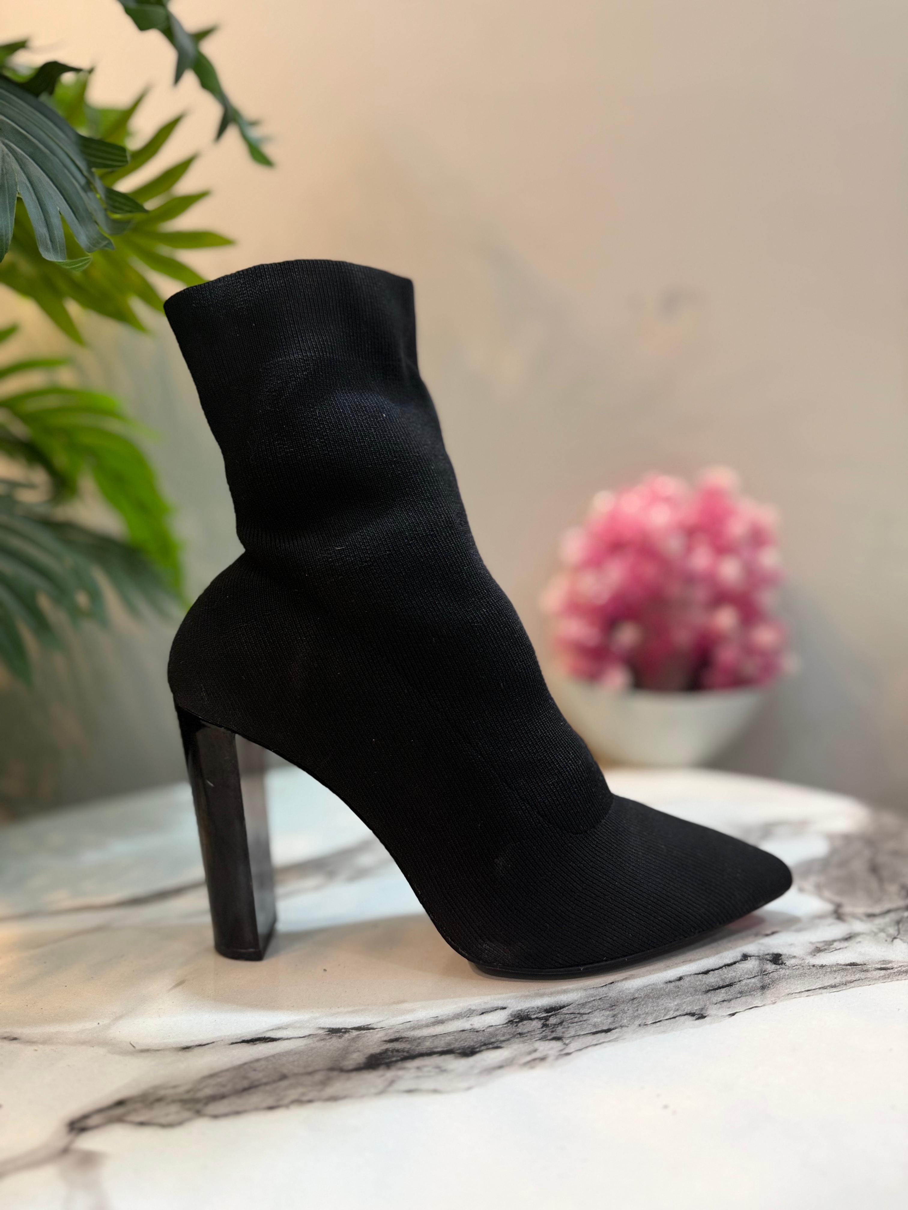 Black sock ankle boot (unknown)