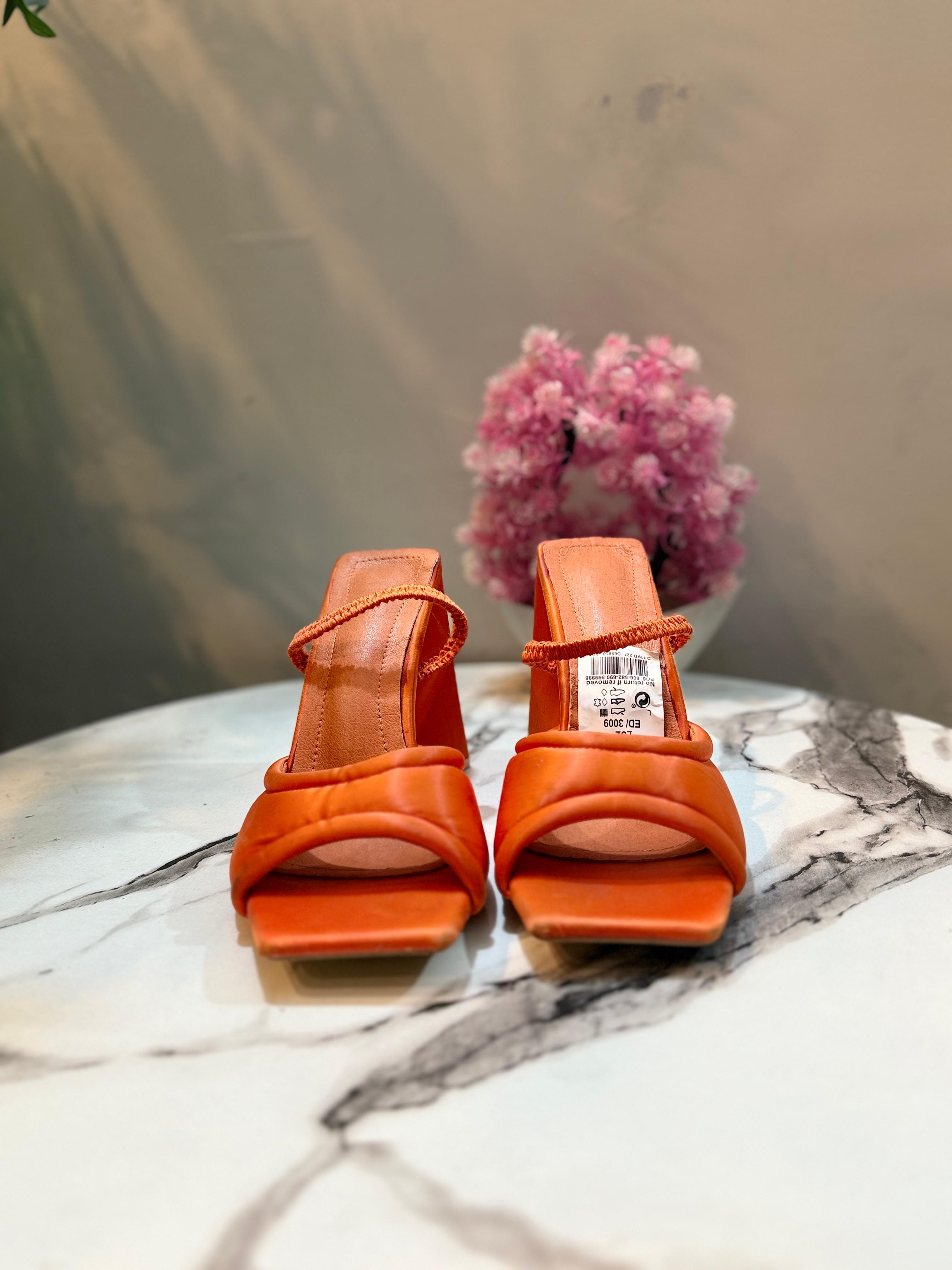 Orange block heel