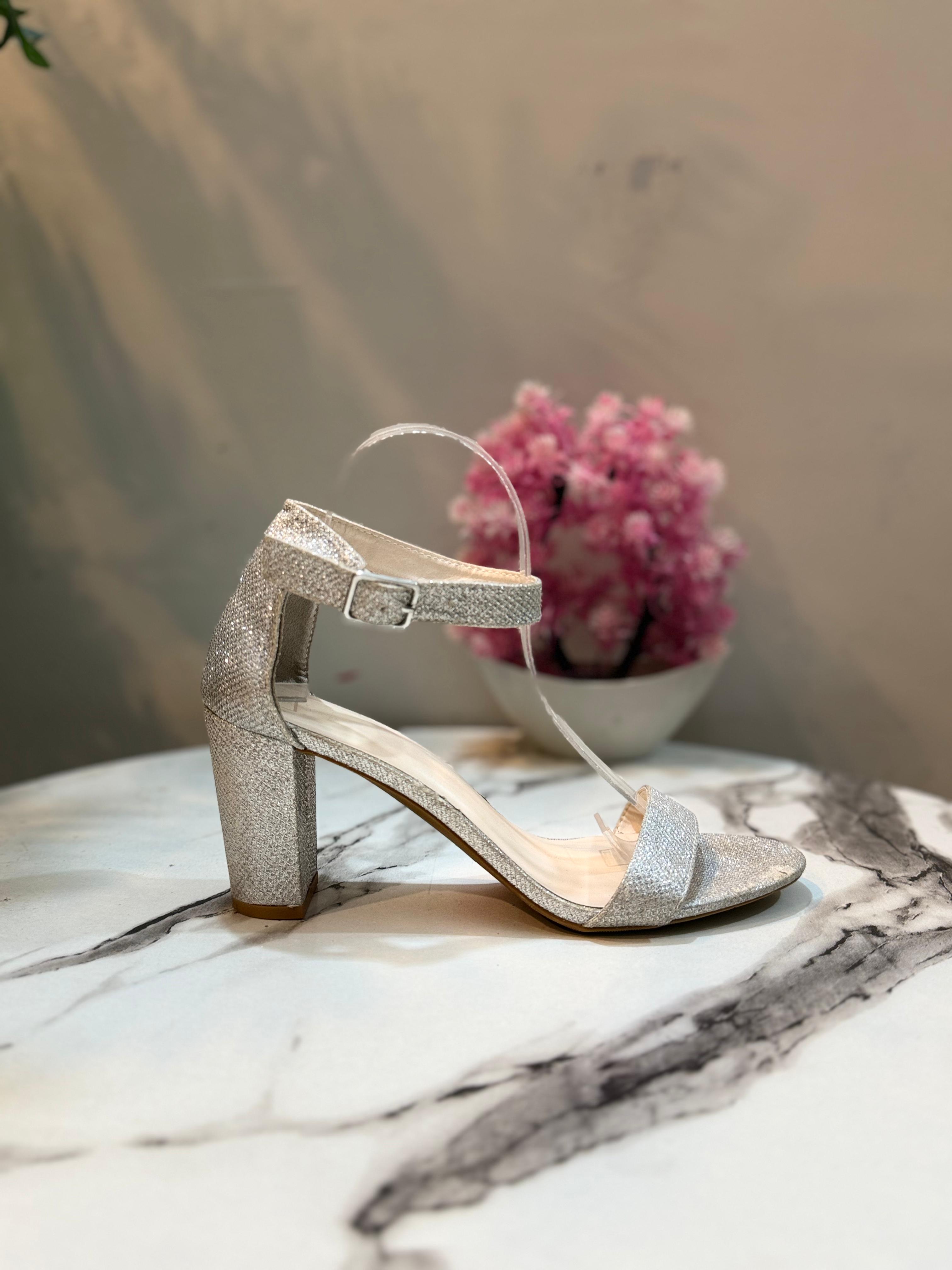Silver block heel